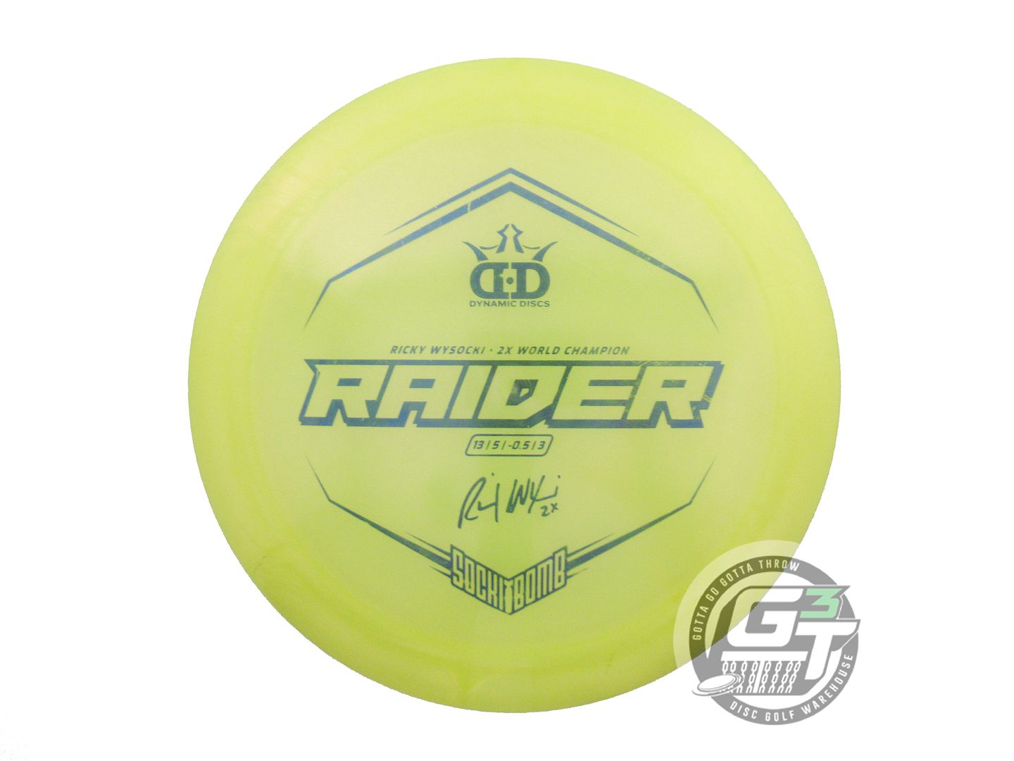 USED Dynamic Discs [WYSOCKI] Glimmer Lucid Ice Raider 173g Yellow Driver Disc