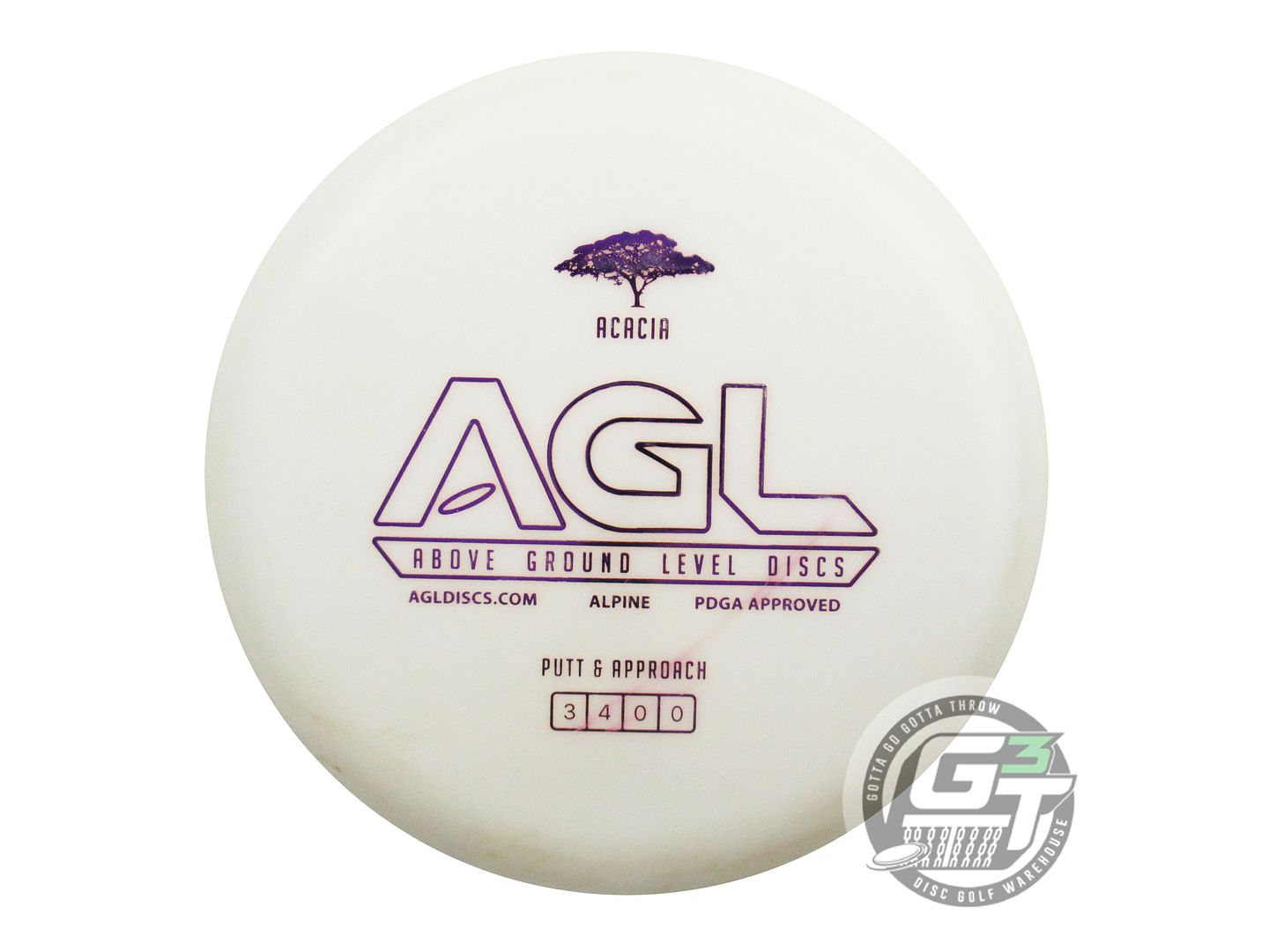 USED Above Ground Level Alpine Glow Acacia 174g Purple Foil Putter Golf Disc