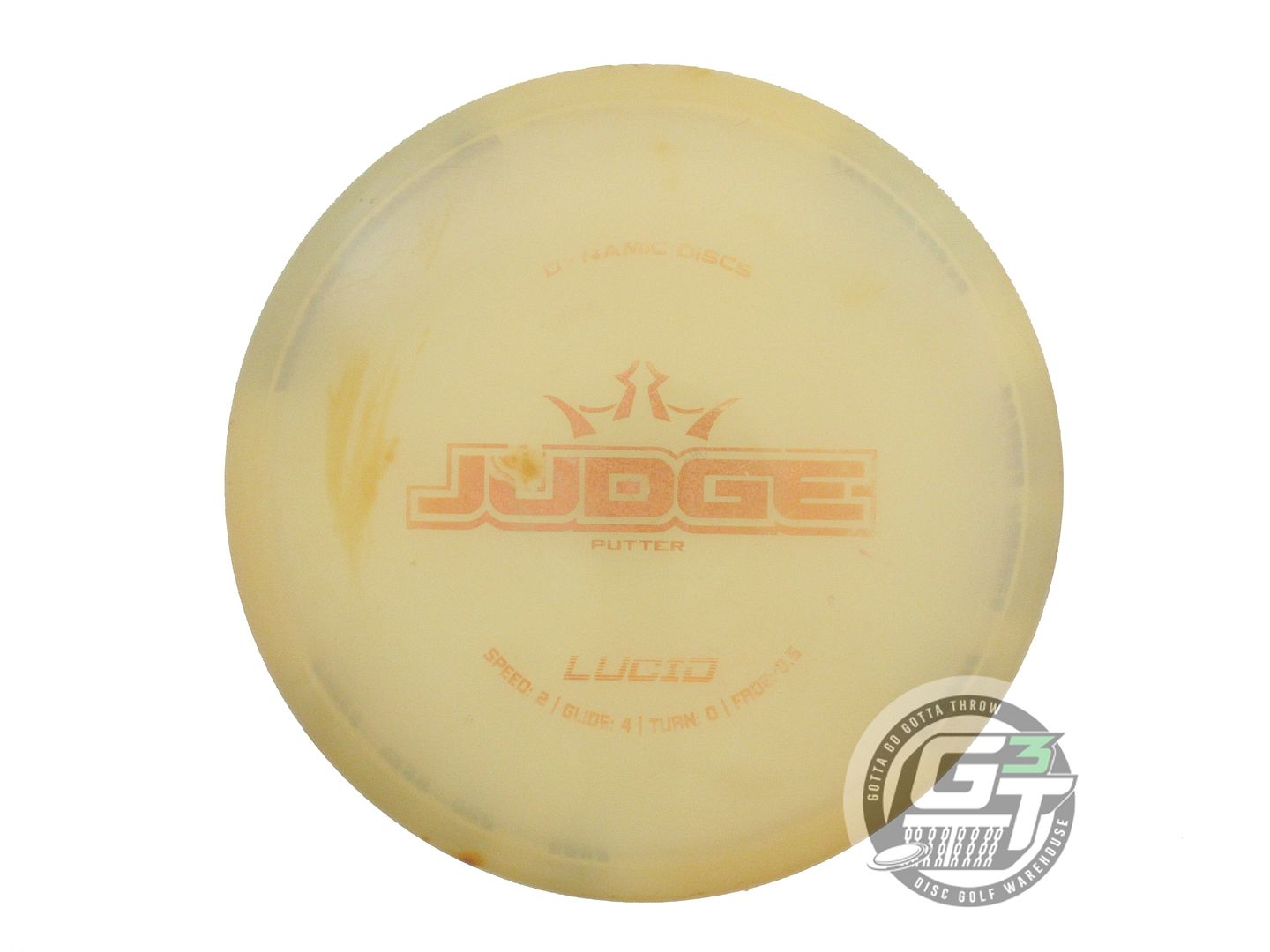 USED Dynamic Discs Lucid Judge 174g Cream Gold Glitter Foil Putter Golf Disc