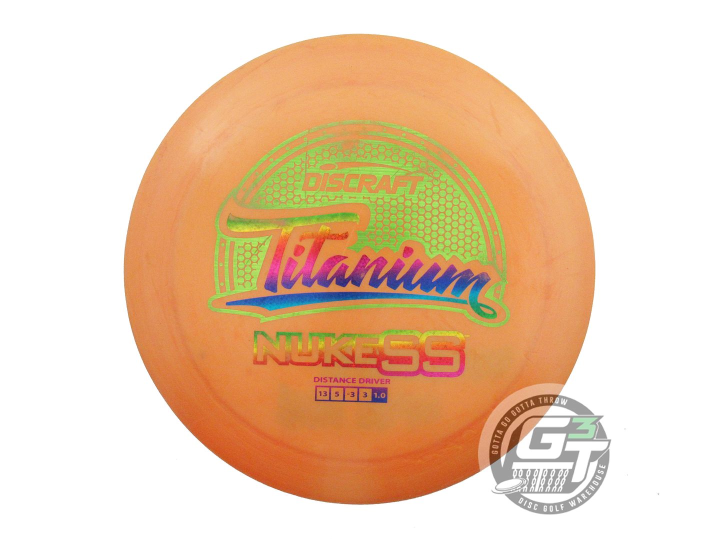 USED Discraft Titanium Nuke SS 174g Orange Lime Laser Foil Distance Driver Disc