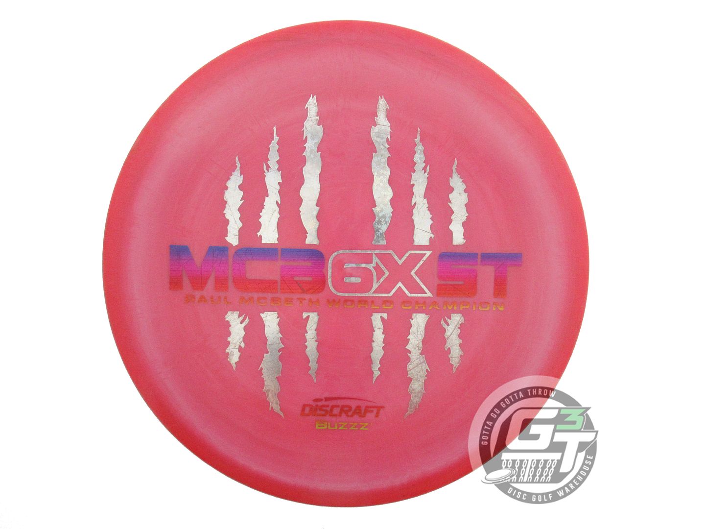 USED Discraft 6X McBEAST ESP Buzzz 178g Red-Pink Snowflake Foil Midrange Disc
