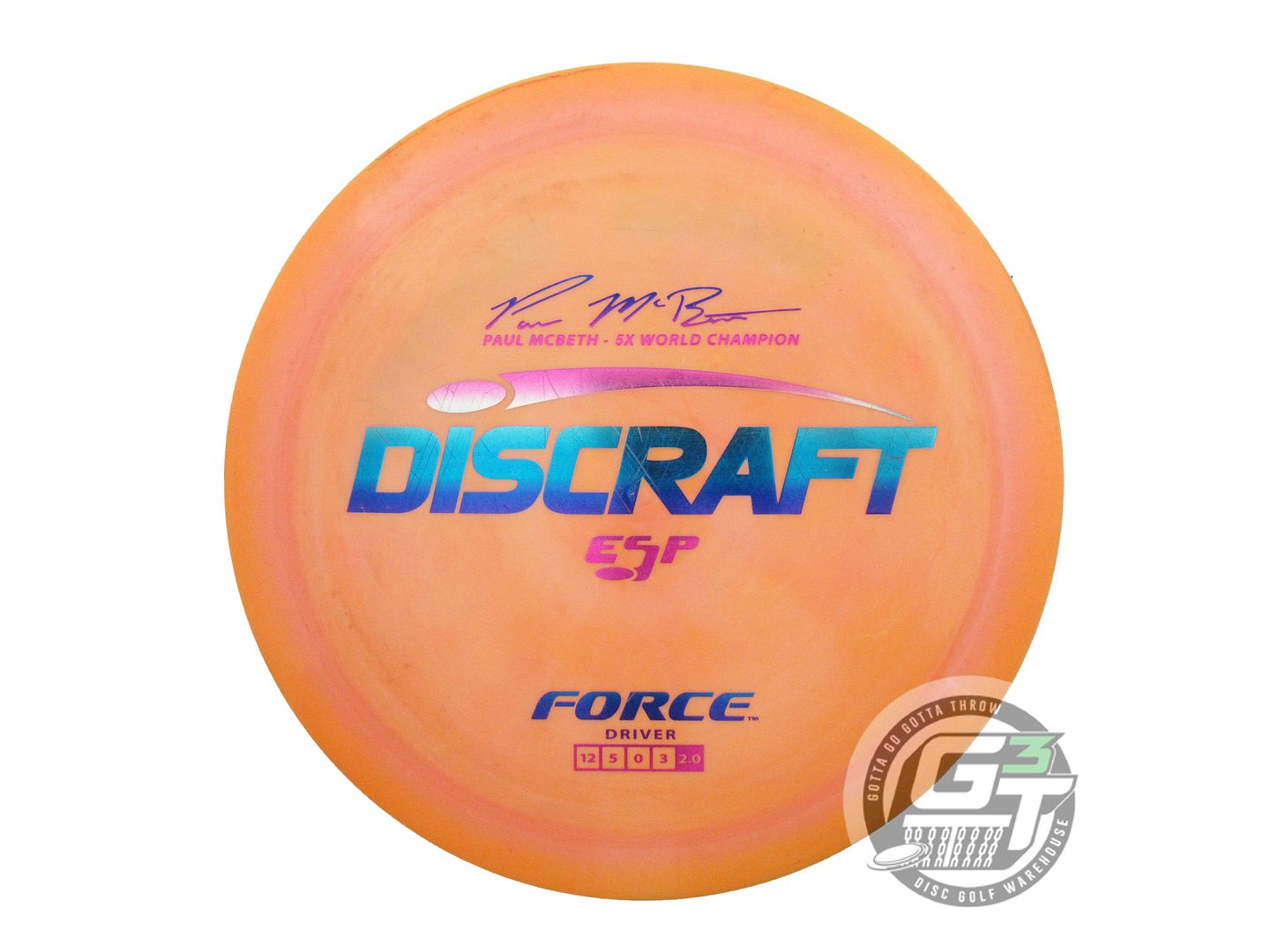 USED Discraft [McBETH] ESP Force 173g Orange-Pink Miami Foil Driver Disc