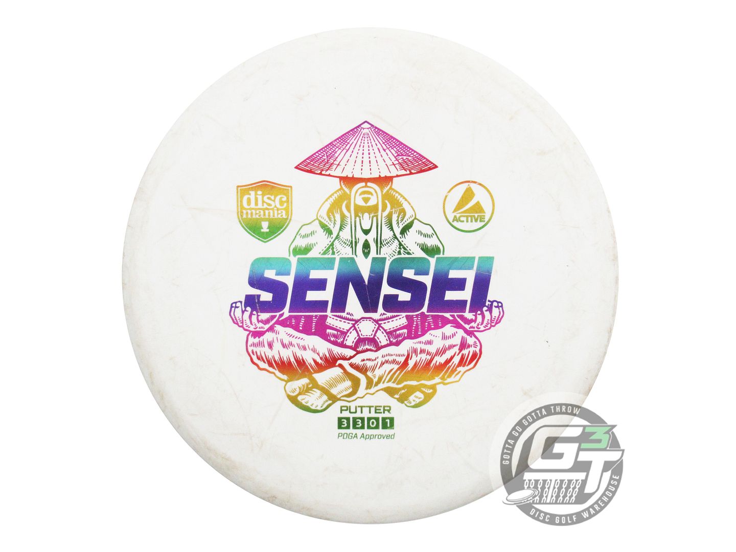 USED DiscMania Active Base Sensei 170g White Rainbow Foil Putter Golf Disc