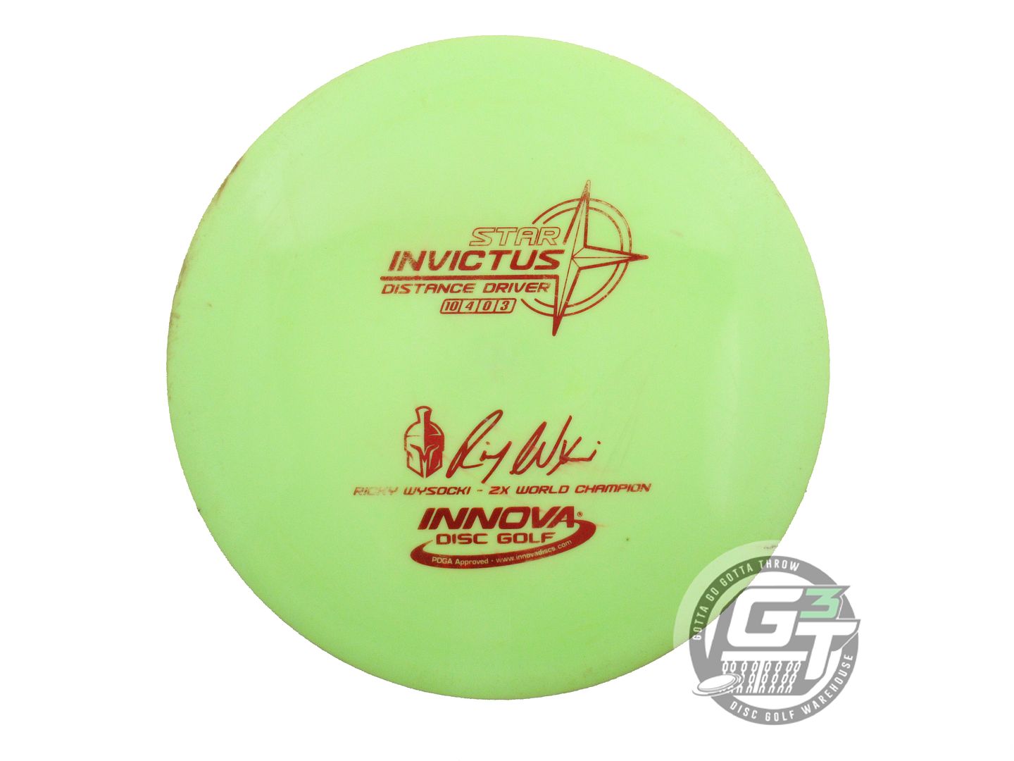 USED Innova [WYSOCKI] Star Invictus 171g Lime Red Foil Distance Driver Golf Disc