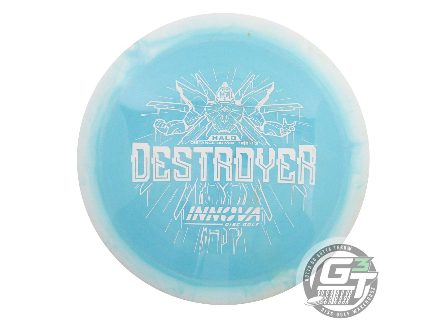 USED Innova Halo Star Destroyer 158g White-Sky Blue Distance Driver Golf Disc