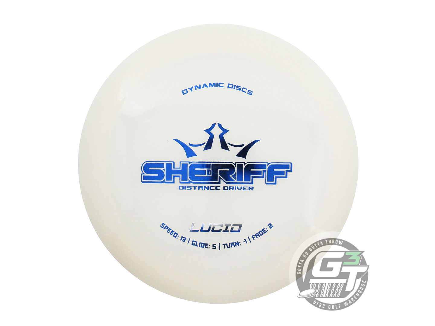NOS Dynamic Discs Lucid Sheriff 172g White Blue Foil Distance Driver Golf Disc