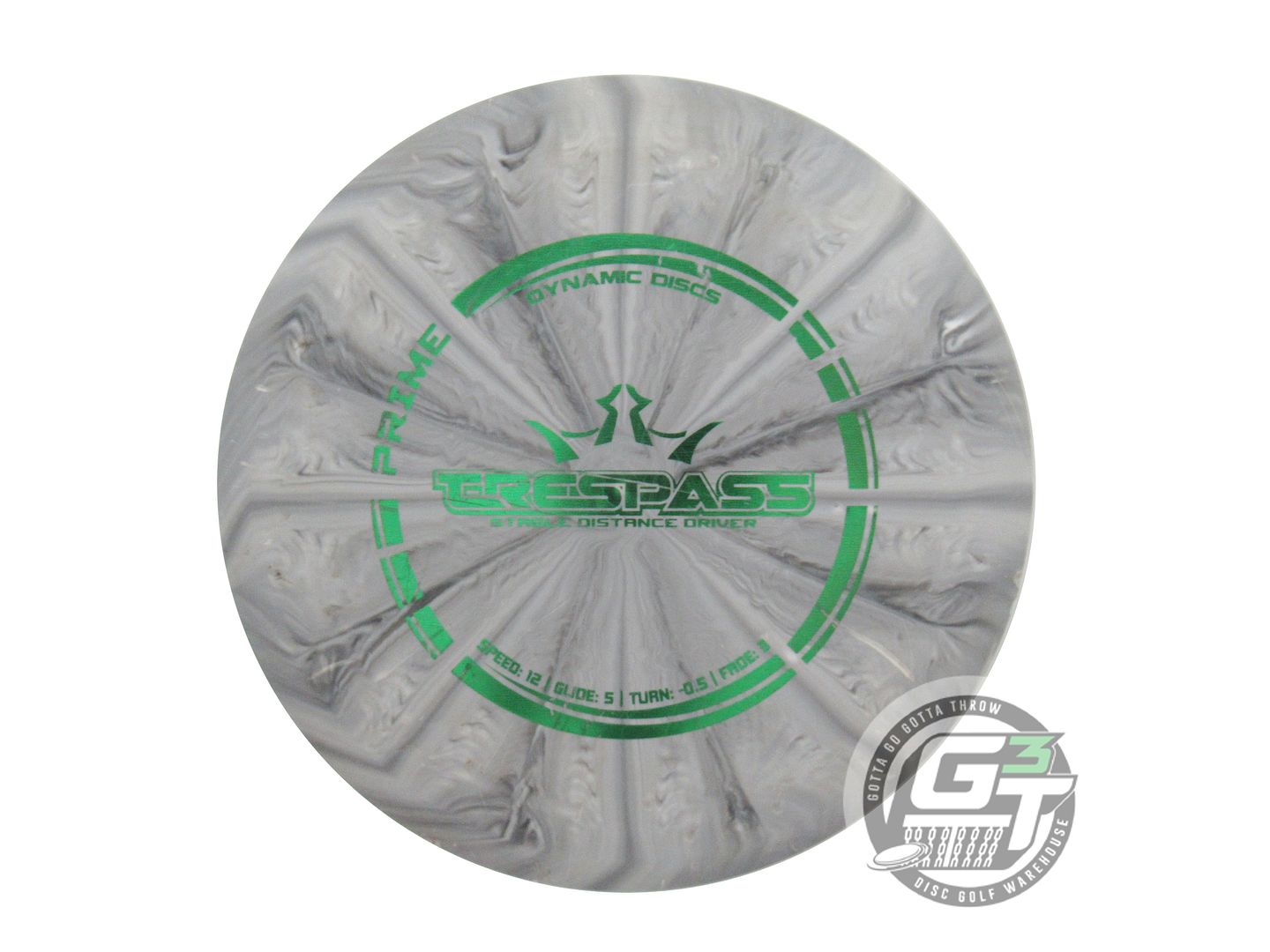 USED Dynamic Discs Prime Burst Trespass 173g Gray Green Foil Driver Golf Disc