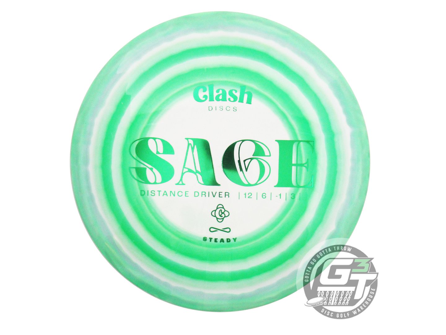 USED Clash Discs Steady Ring Sage 175g Green-White Distance Driver Golf Disc