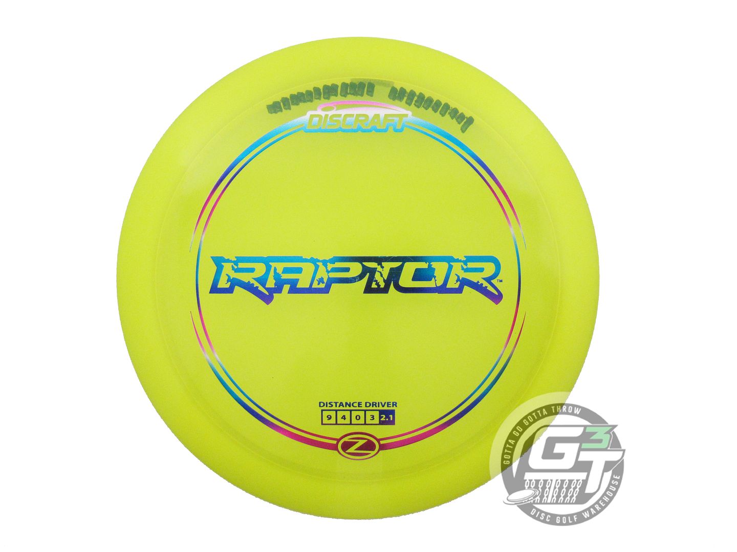 USED Discraft Z Raptor 175g Yellow Miami Foil Distance Driver Golf Disc