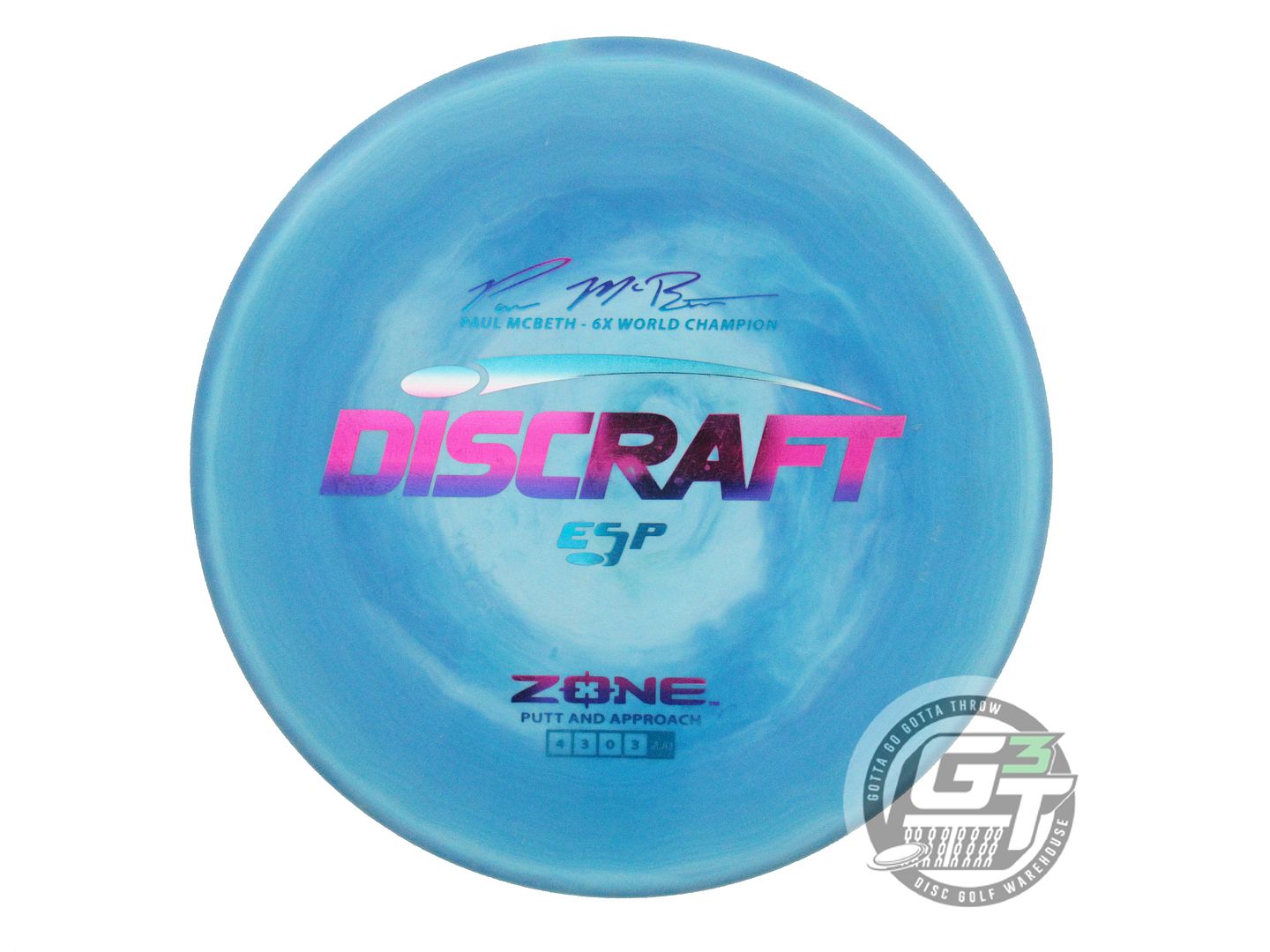 USED Discraft ESP Zone 174g Blue Miami Foil Putter Golf Disc