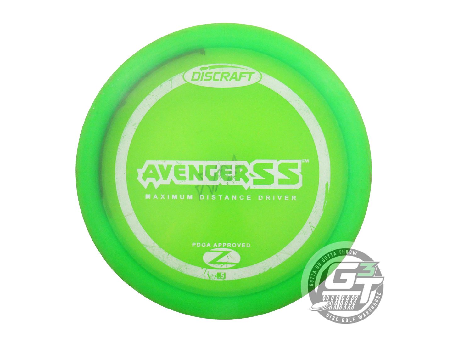 USED Discraft Z Avenger SS 172g Lime White Stamp PFN Distance Driver Golf Disc