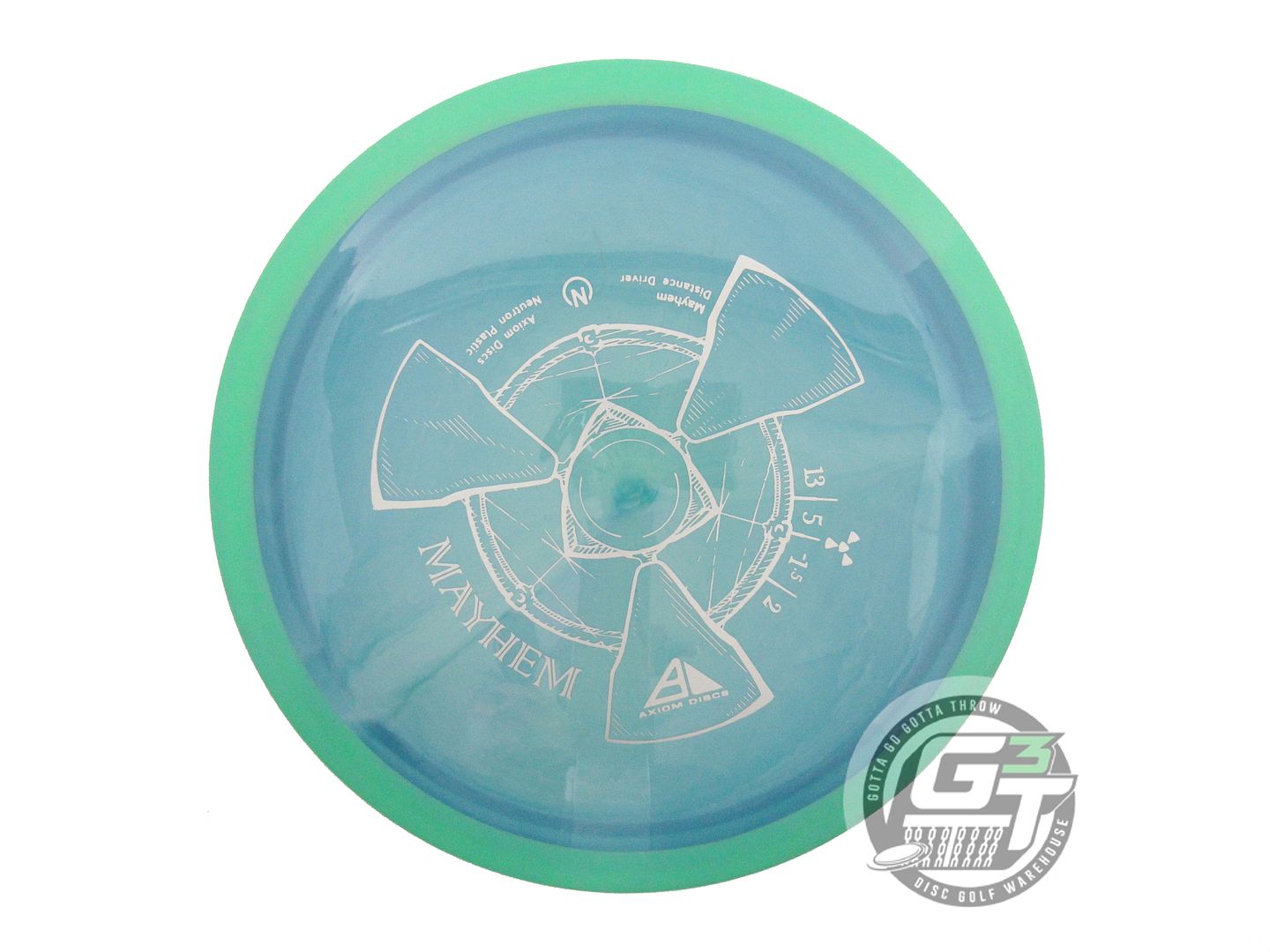 USED Axiom Discs Neutron Mayhem 174g Teal Green Rim Distance Driver Golf Disc