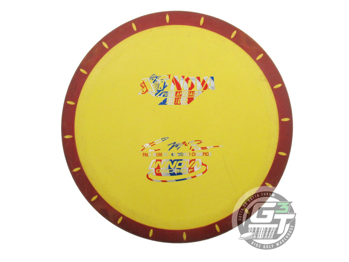 USED Innova [McBETH] XT Nova 175g Yellow Flag Foil Maroon Rim Putter Golf Disc