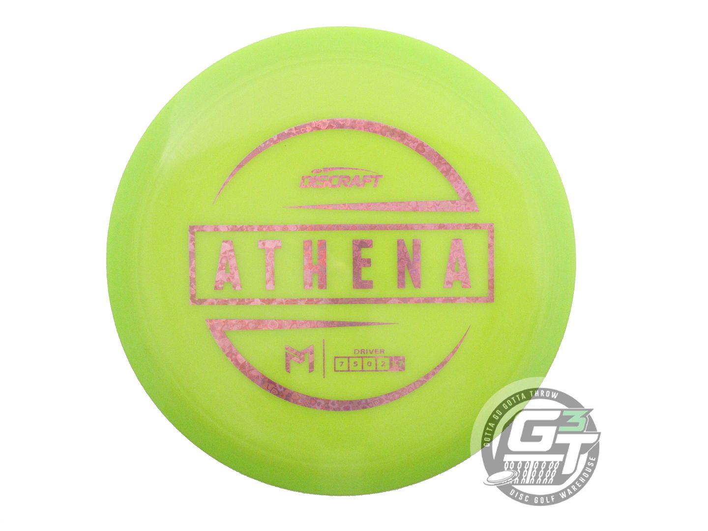 USED Discraft [McBETH] ESP Athena 174g Lime Pink Heart Foil Driver Golf Disc