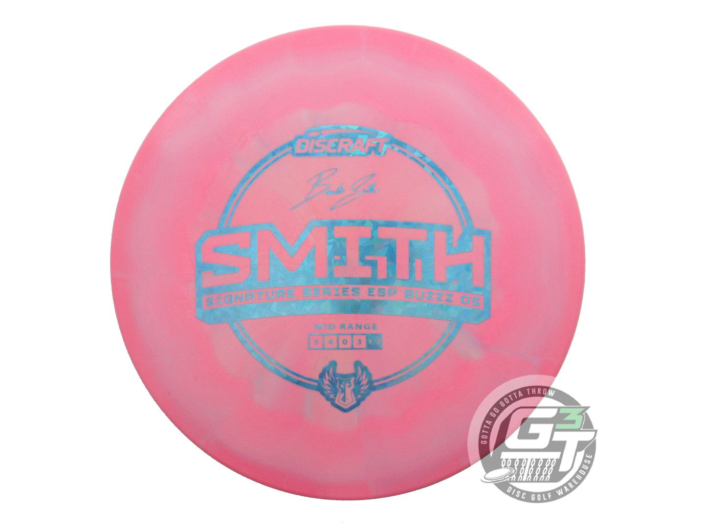 USED Discraft [SMITH] ESP Buzzz OS 176g Pink Teal Shatter Midrange Golf Disc