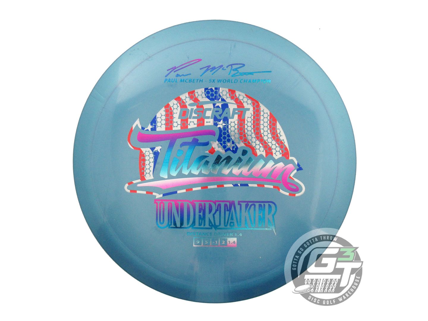 USED Discraft [McBETH] Titanium Undertaker 174g Blue Flag Foil Driver Disc
