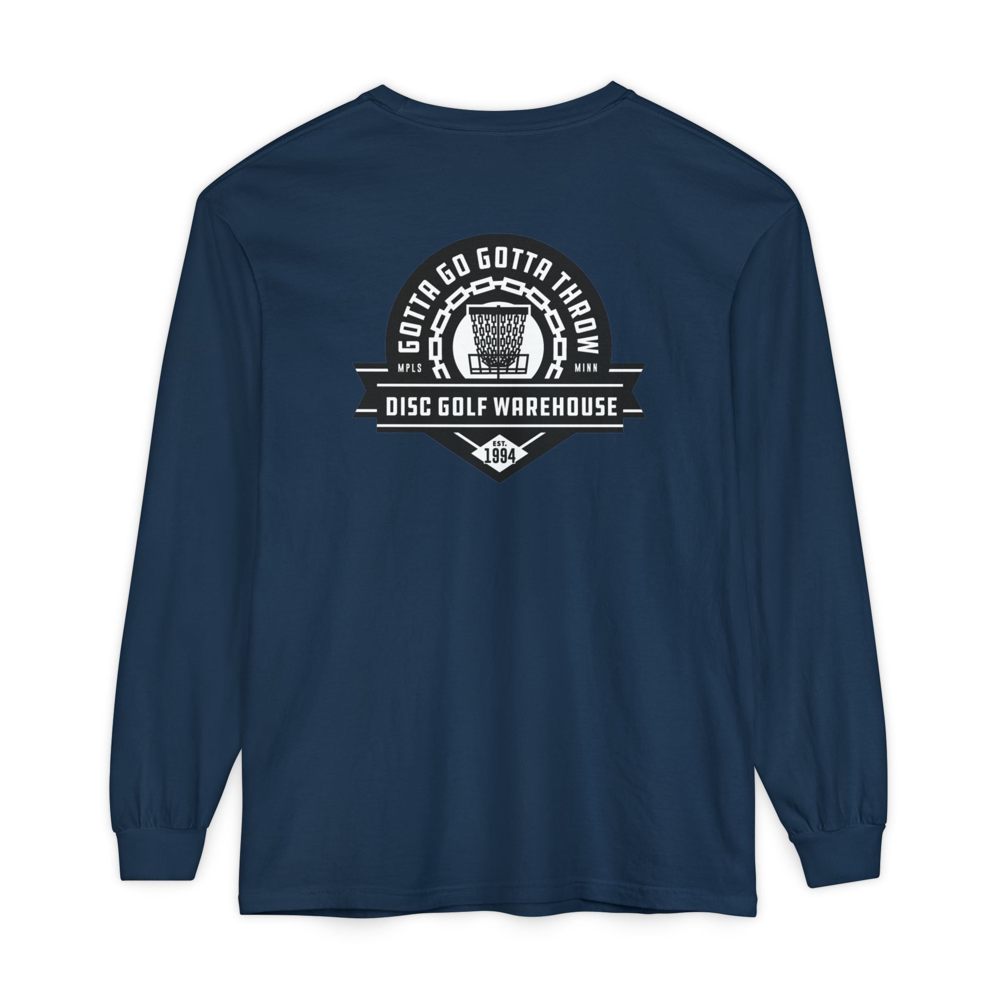 Gotta Go Gotta Throw Bar Stamp Unisex Garment-dyed Long Sleeve Disc Golf T-Shirt