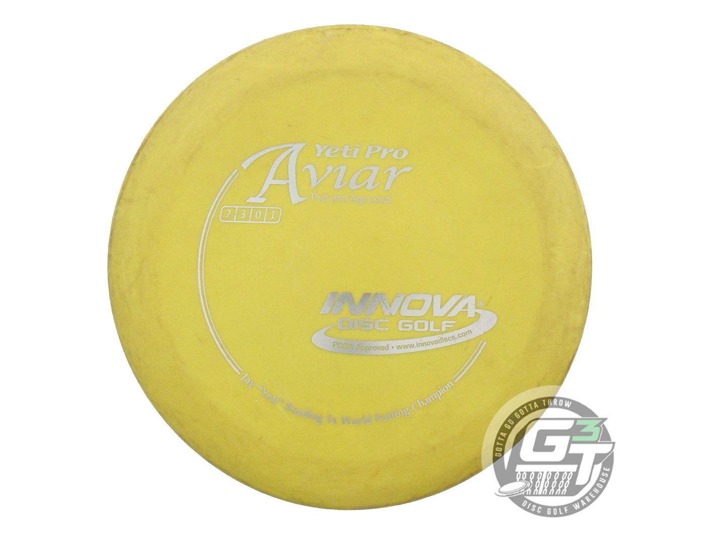 USED Innova Yeti Pro Aviar 173g Yellow Silver Foil Putter Golf Disc