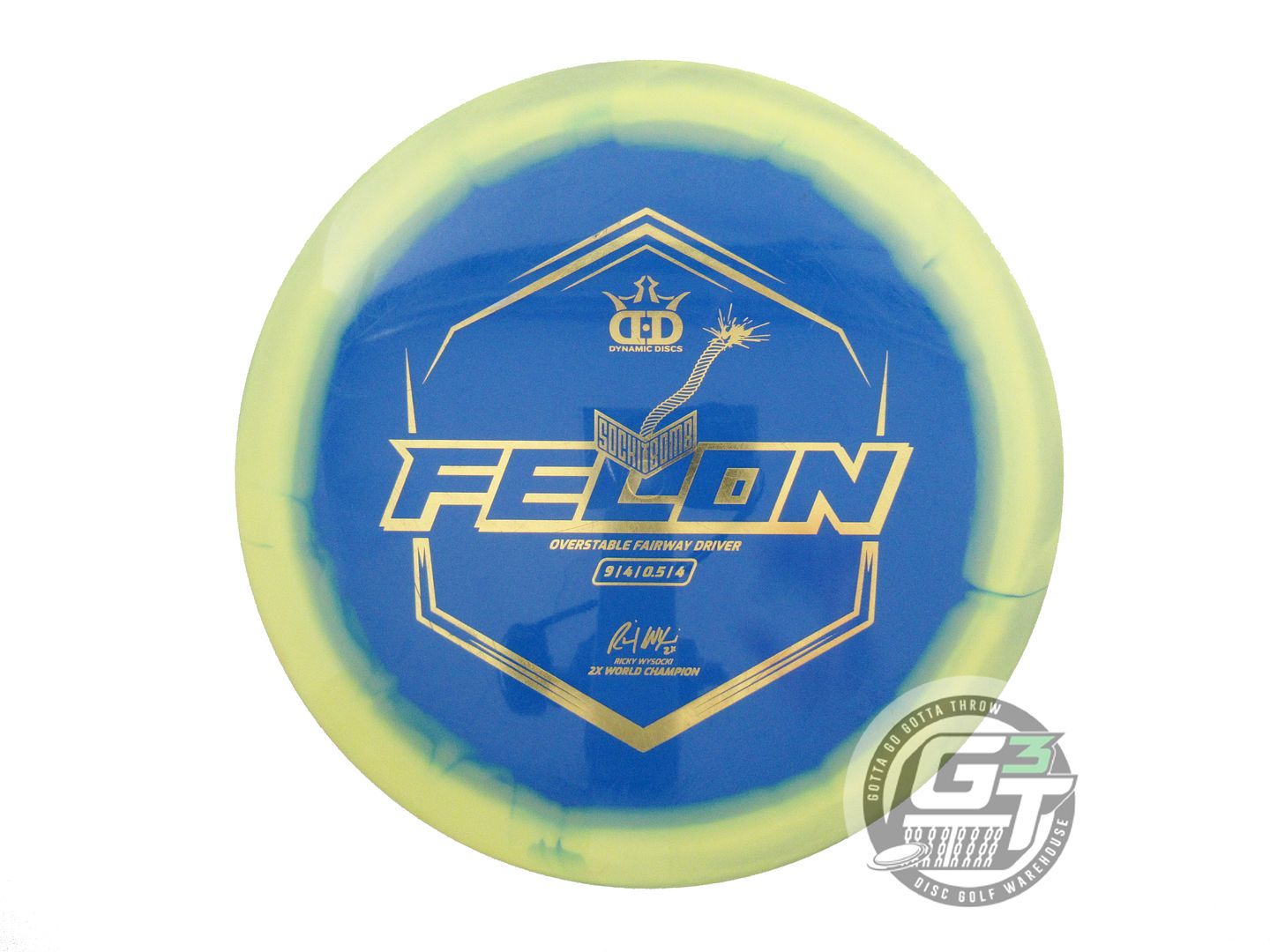 USED Dynamic Discs [WYSOCKI] Supreme Orbit Felon 176g Yellow-Blue Driver Disc
