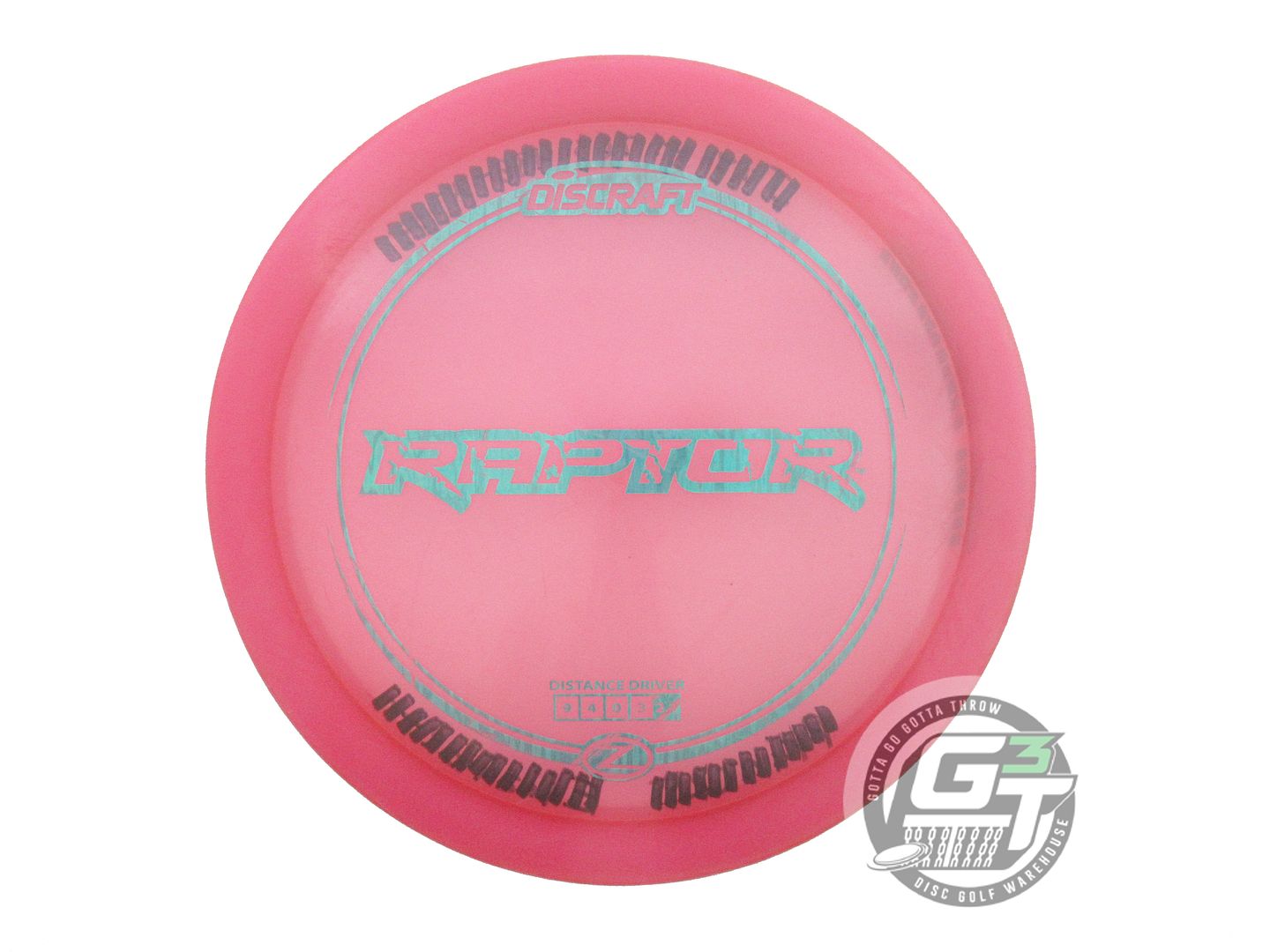 USED Discraft Z Raptor 175g Pink Teal Foil Distance Driver Golf Disc