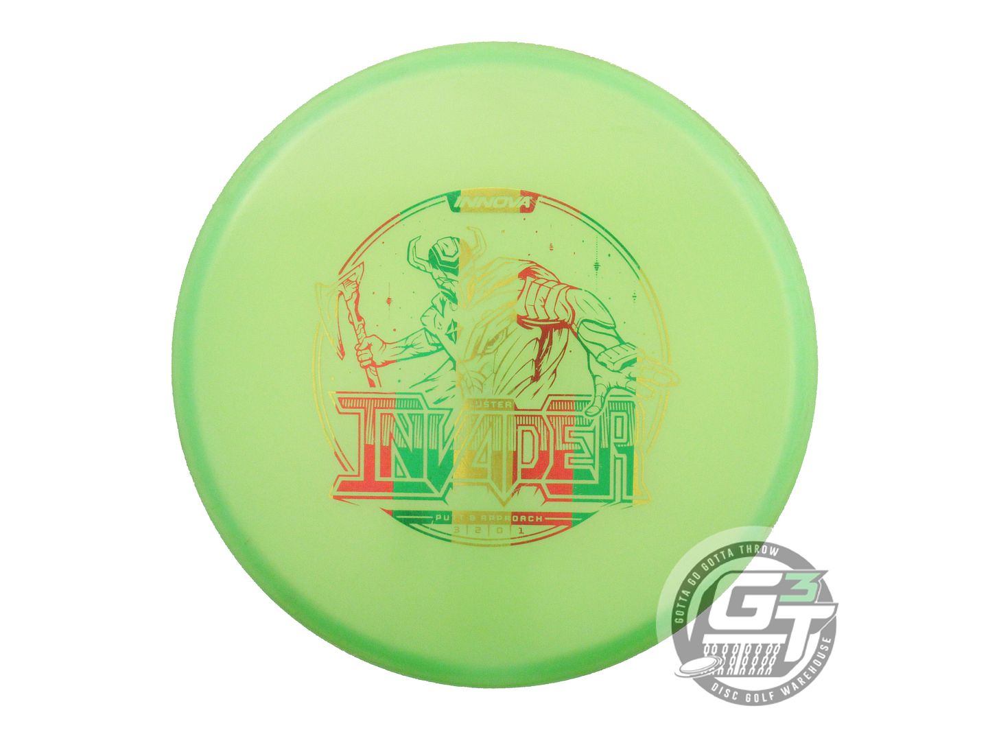 USED Innova Luster Champion Invader 172g Lime Rasta Foil Putter Golf Disc