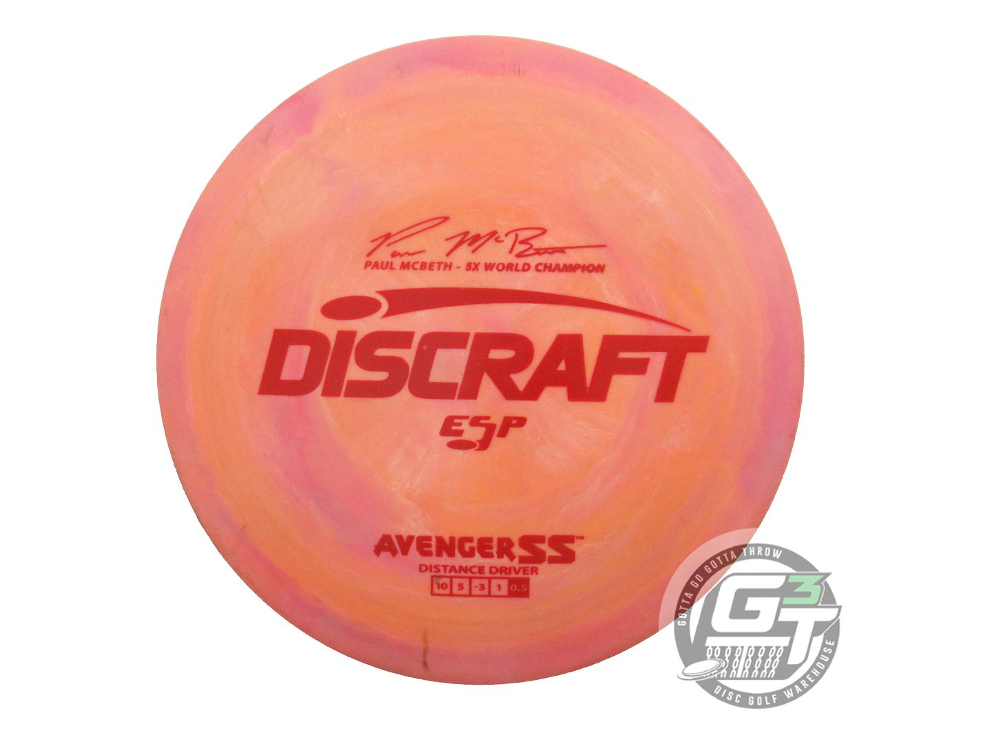 USED Discraft [McBETH] ESP Avenger SS 167g Pink-Orange Red Stamp Driver Disc