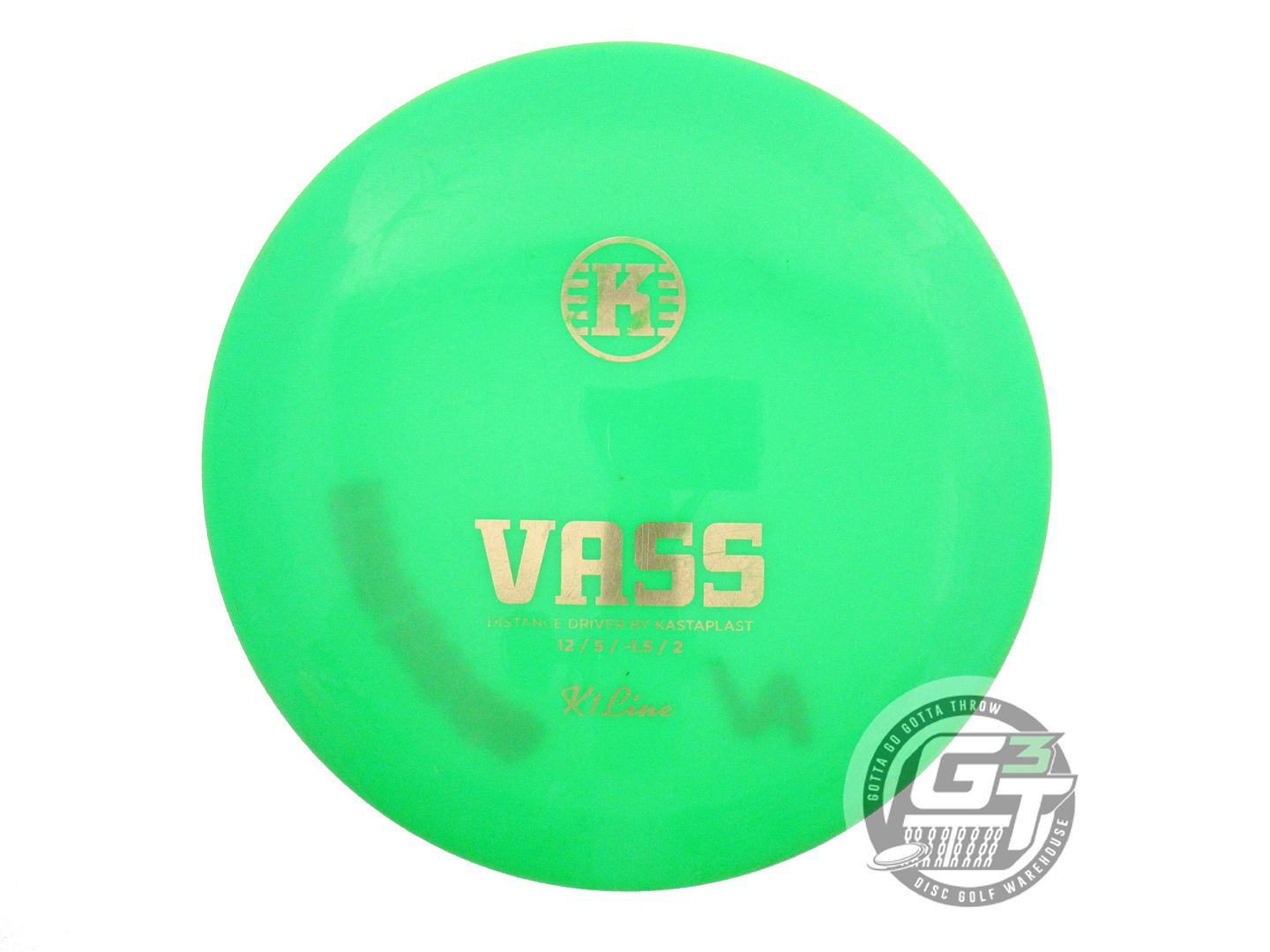USED Kastaplast K1 Vass 173g Green Gold Foil Distance Driver Golf Disc