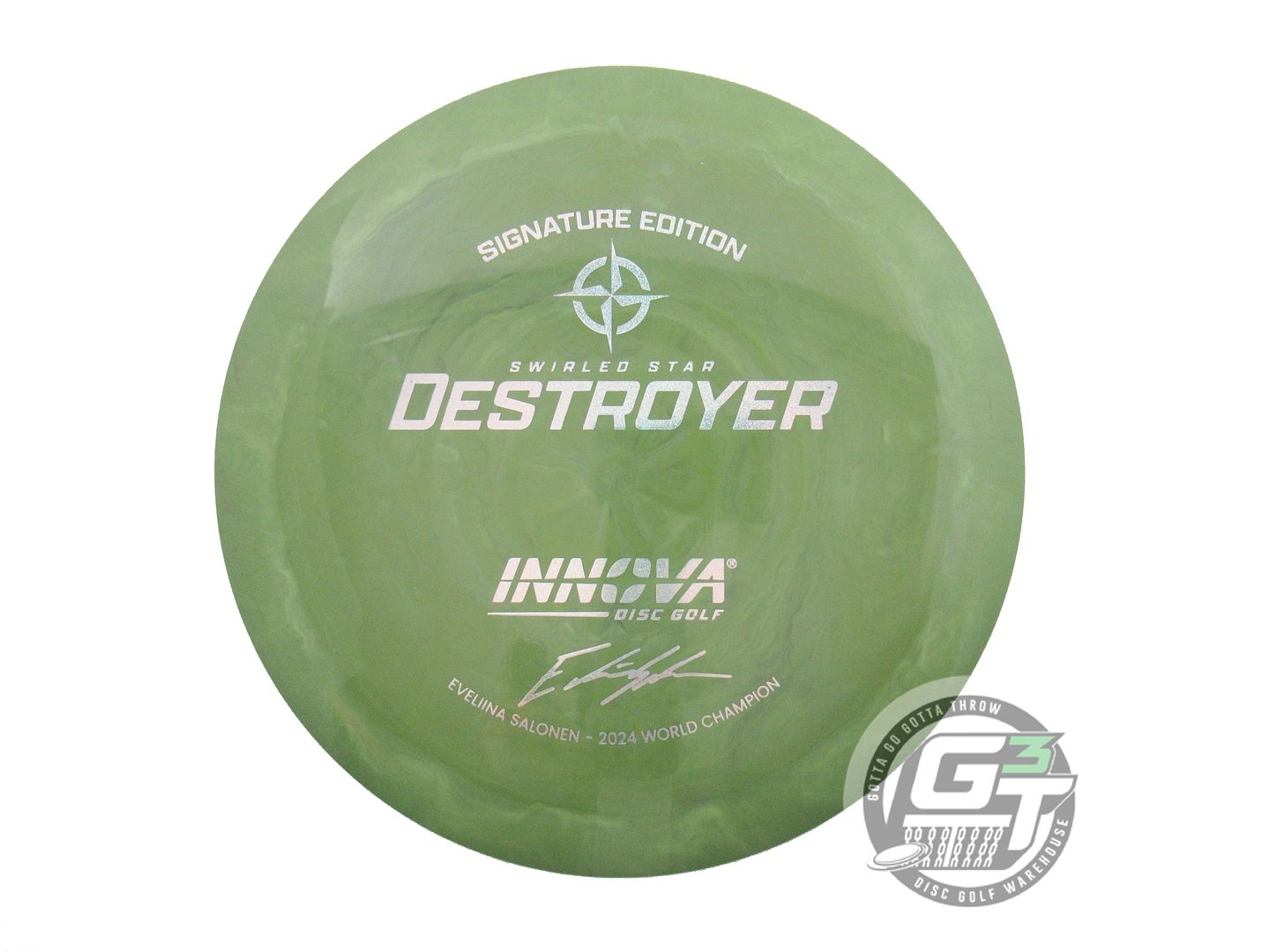 USED Innova [SALONEN 1X] Star Destroyer 175g Olive Glitter Foil Driver Golf Disc