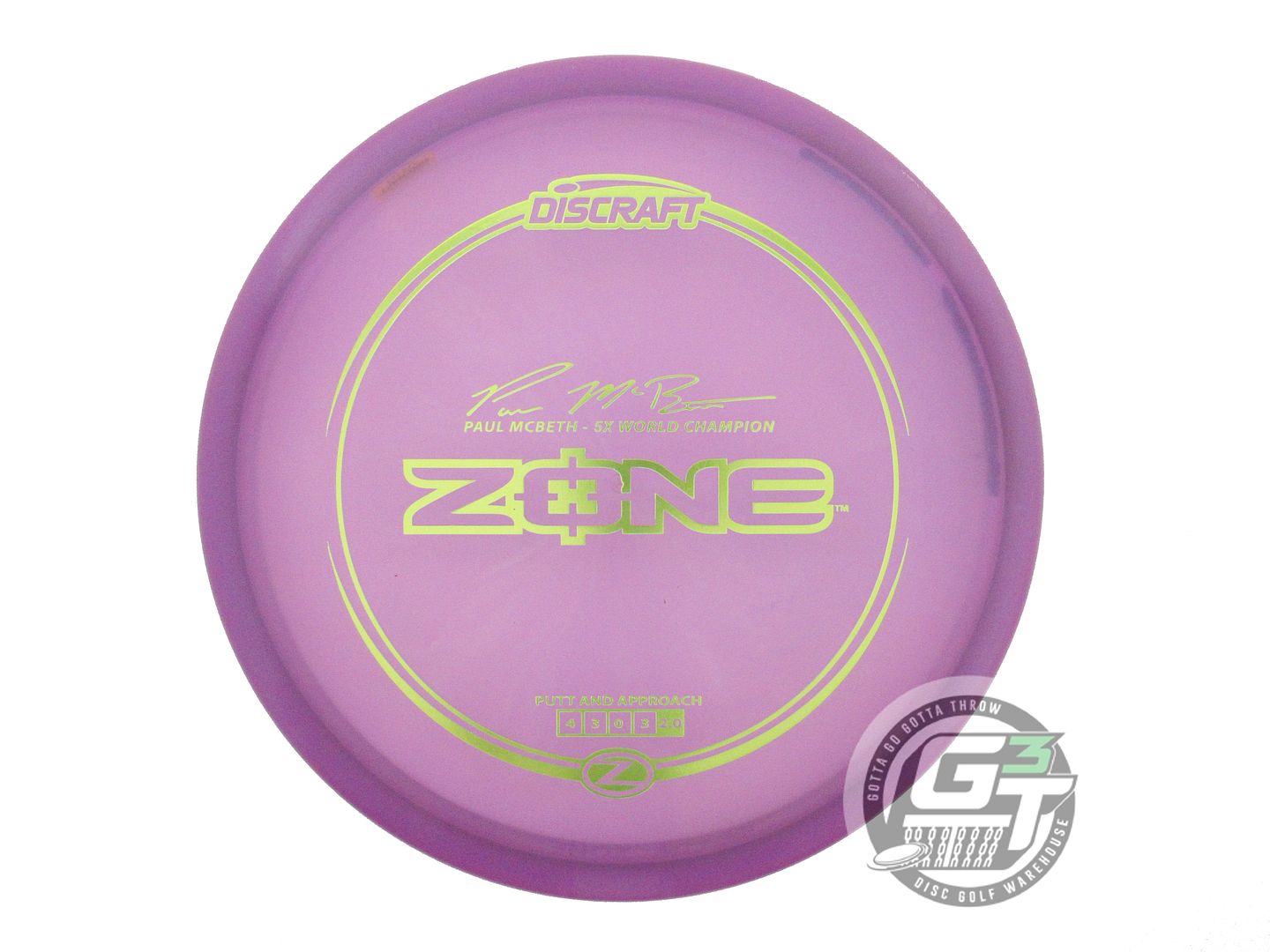 USED Discraft Z Zone 175g Purple Lime Foil Putter Golf Disc