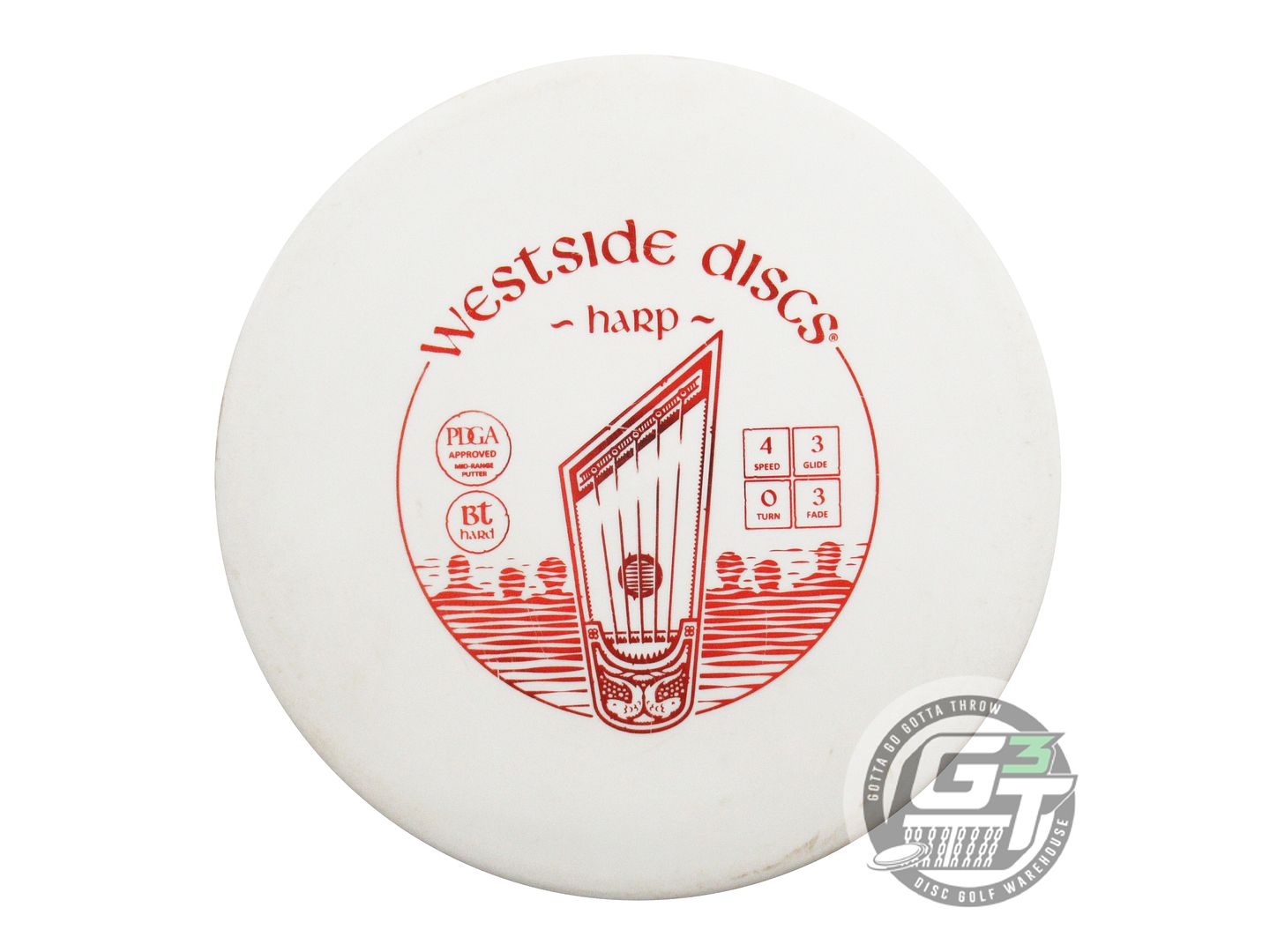 USED Westside Discs BT Hard Harp 176g White Red Foil Putter Golf Disc