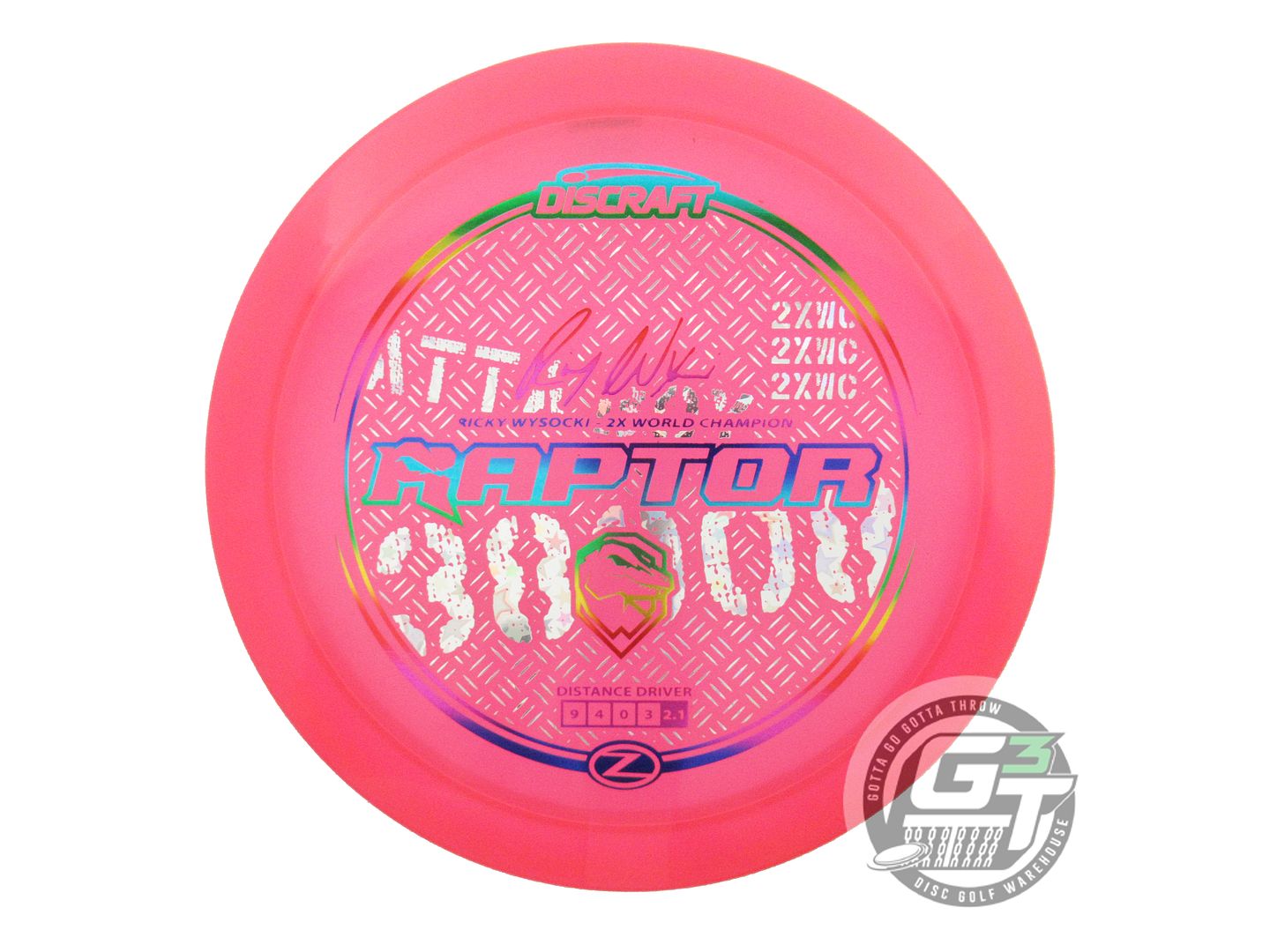 NOS Discraft [WYSOCKI] Z Raptor 172g Pink Rainbow Foil Distance Driver Golf Disc