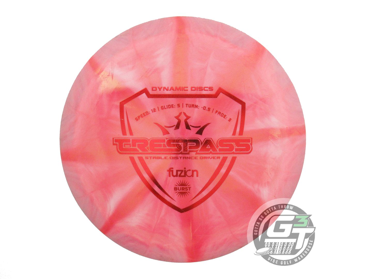 USED Dynamic Discs Fuzion Burst Trespass 172g Red-Pink Distance Driver Golf Disc