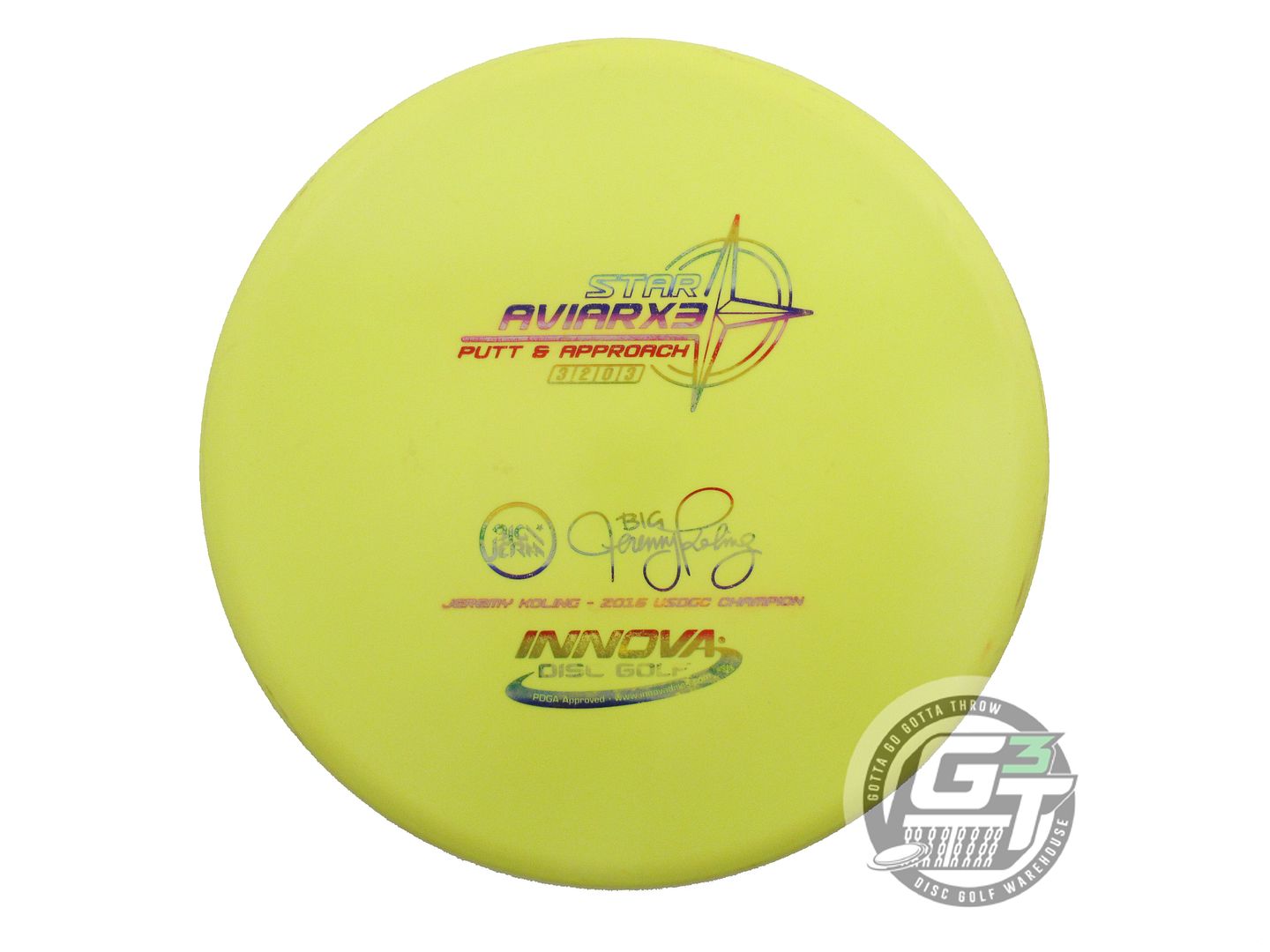 USED Innova Star AviarX3 170g Yellow Rainbow Foil Putter Golf Disc