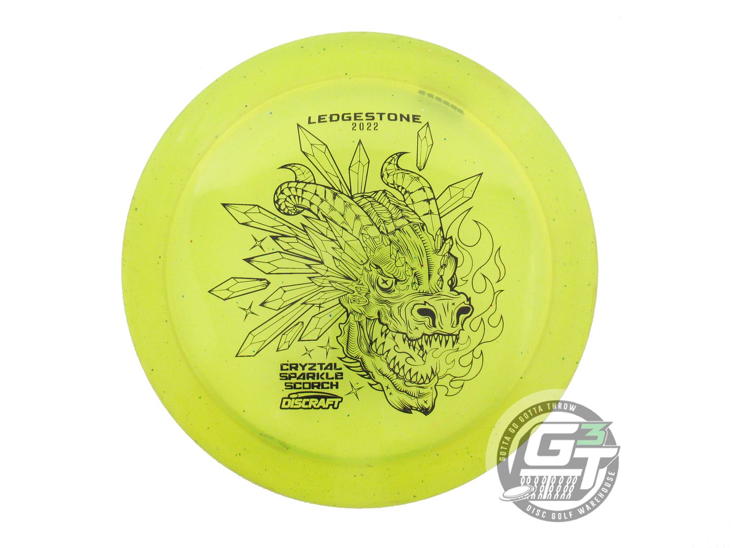 USED Discraft [LEDGESTONE] CryZtal Sparkle Scorch 175g Yellow Driver Golf Disc
