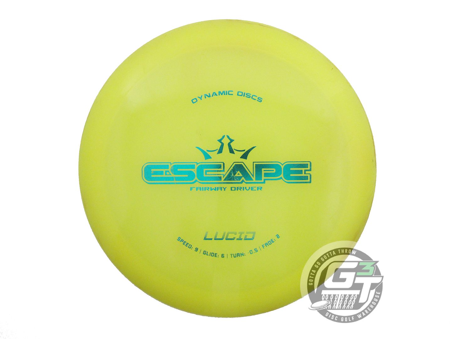 USED Dynamic Discs Lucid Escape 172g Yellow Teal Foil Fairway Driver Golf Disc