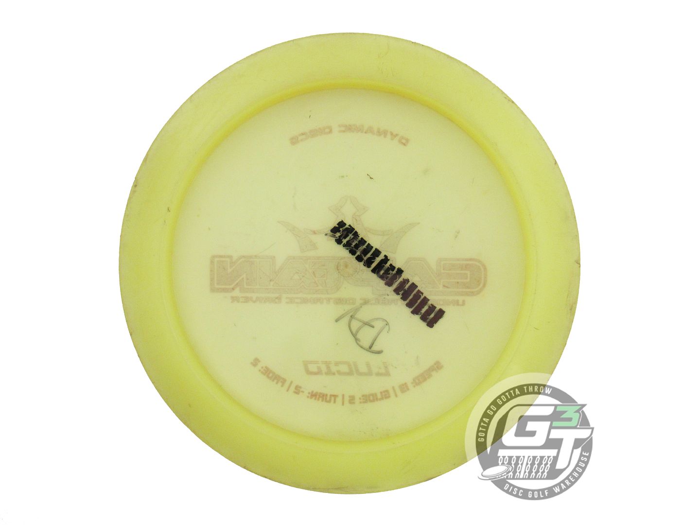 USED Dynamic Discs Lucid Captain 174g Yellow Red Foil Distance Driver Golf Disc