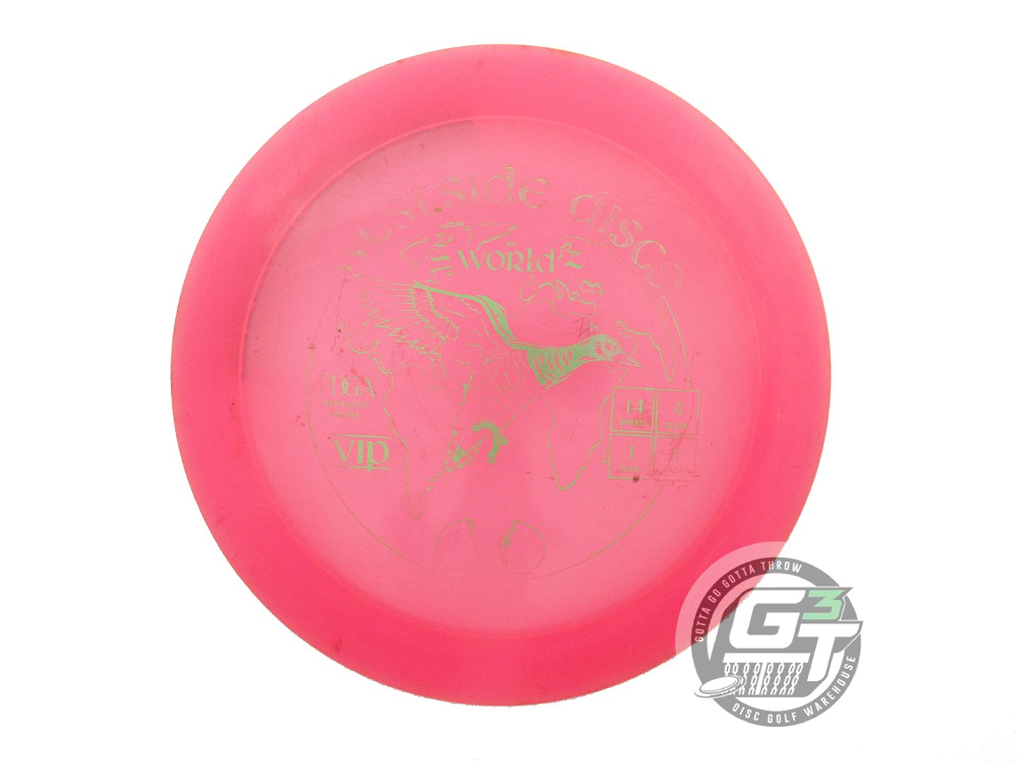 USED Westside Discs VIP World 174g Pink Green Foil Distance Driver Golf Disc