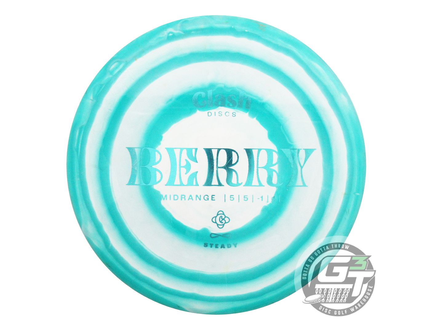 USED Clash Discs Steady Ring Berry 174g Seafoam-White Midrange Golf Disc