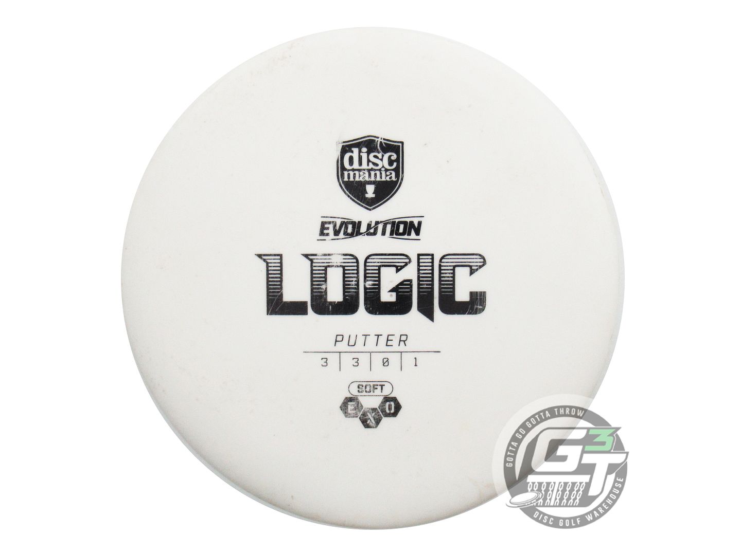 USED DiscMania EXO Soft Logic 174g White Black Stamp Putter Golf Disc
