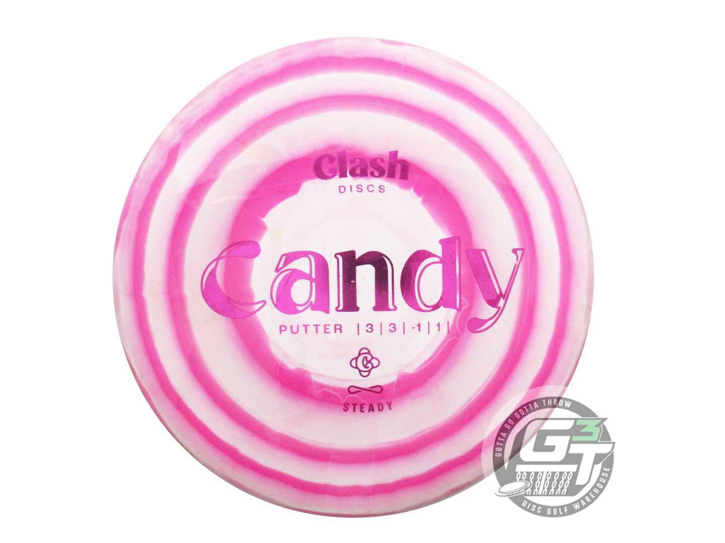 USED Clash Discs Steady Ring Candy 171g Pink-White Putter Golf Disc