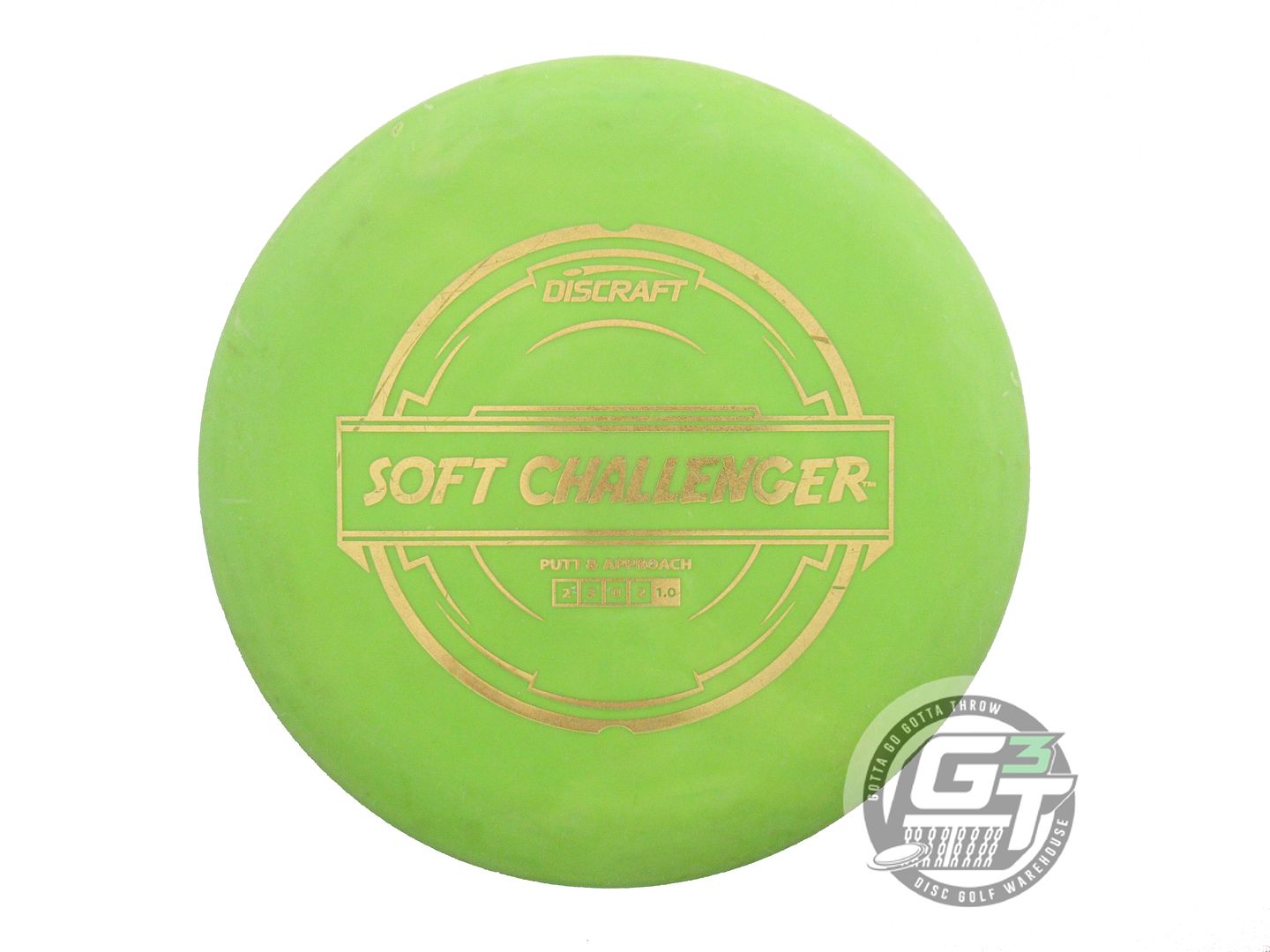 USED Discraft Putter Line Soft Challenger 175g Lime Gold Glitter A Putter Disc