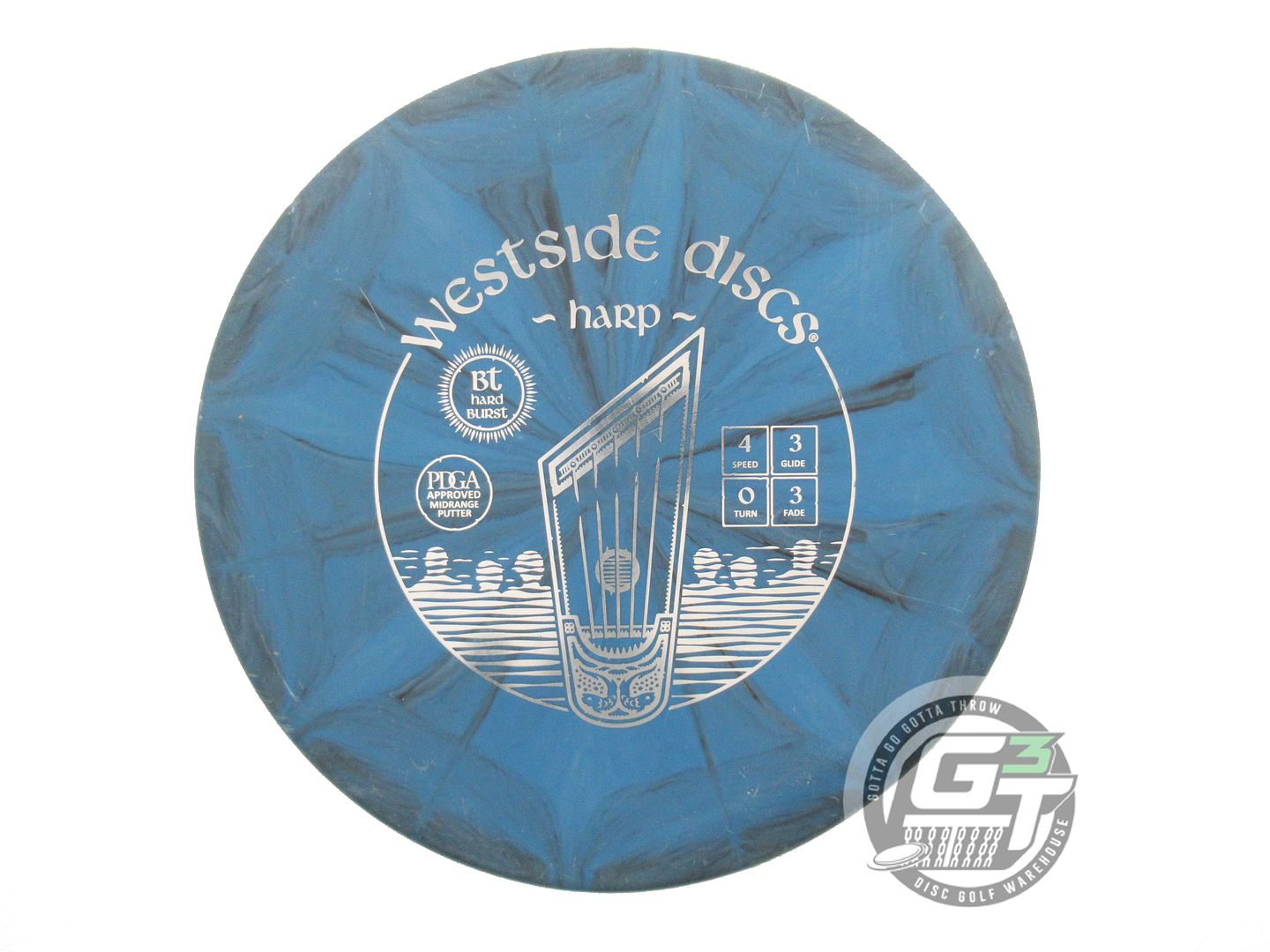 USED Westside Discs BT Hard Burst Harp 173g Blue-Gray Silver Foil Putter Disc