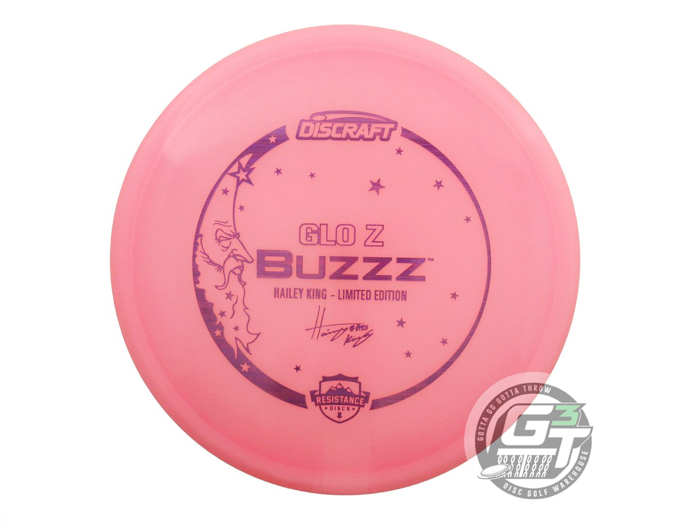 USED Discraft [KING] Glo Z Buzzz 179g Pink Purple Laser Foil A Midrange Disc