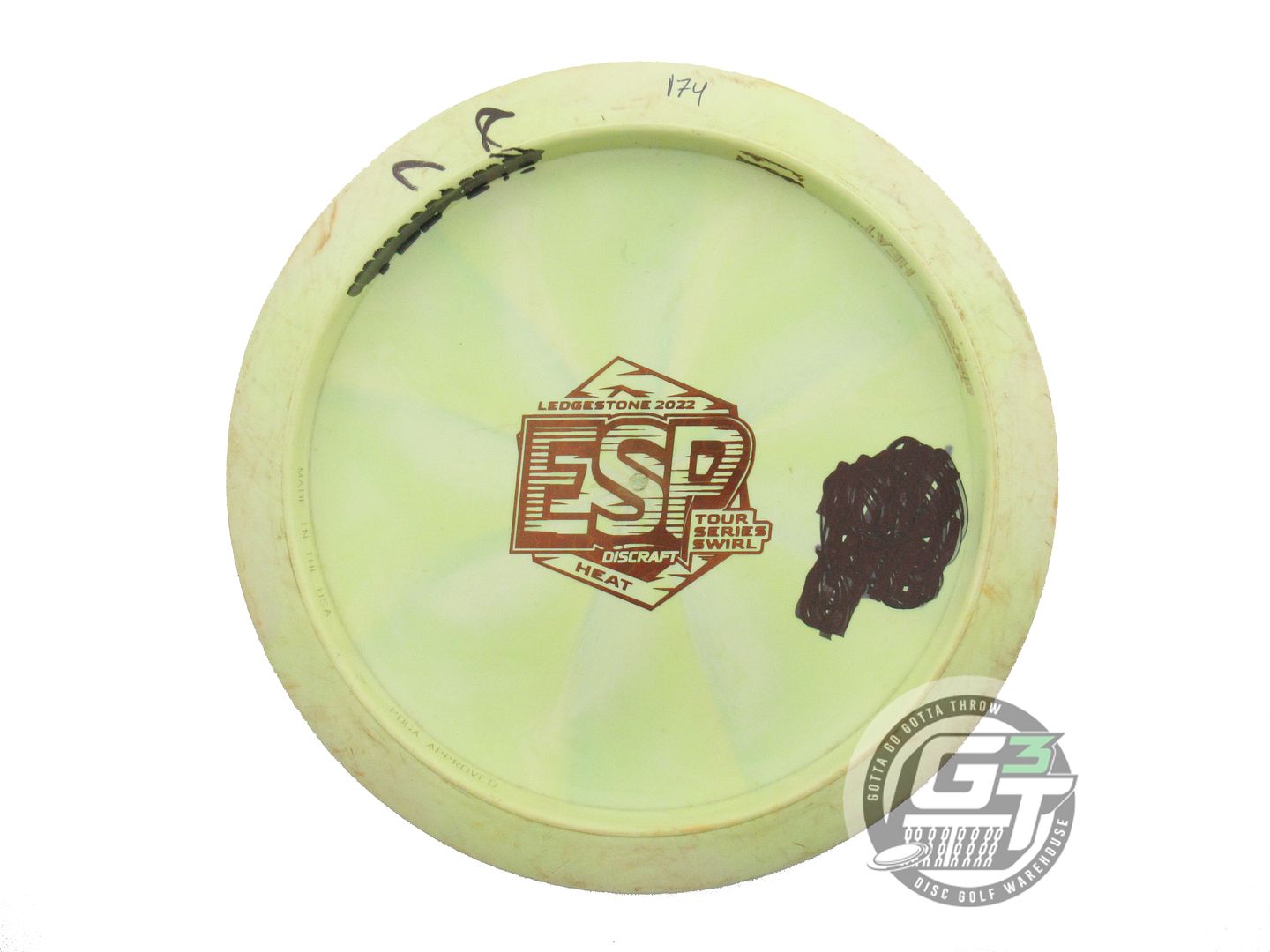 USED Discraft [LEDGESTONE] ESP Heat 174g Lime-Gray Distance Driver Golf Disc