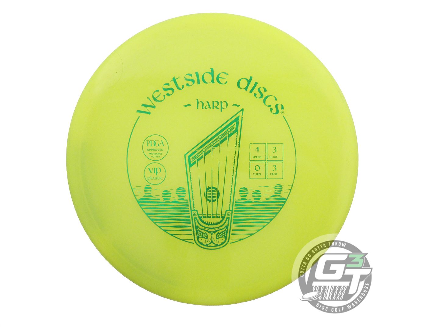 USED Westside Discs VIP Harp 175g Yellow Green Foil Putter Golf Disc