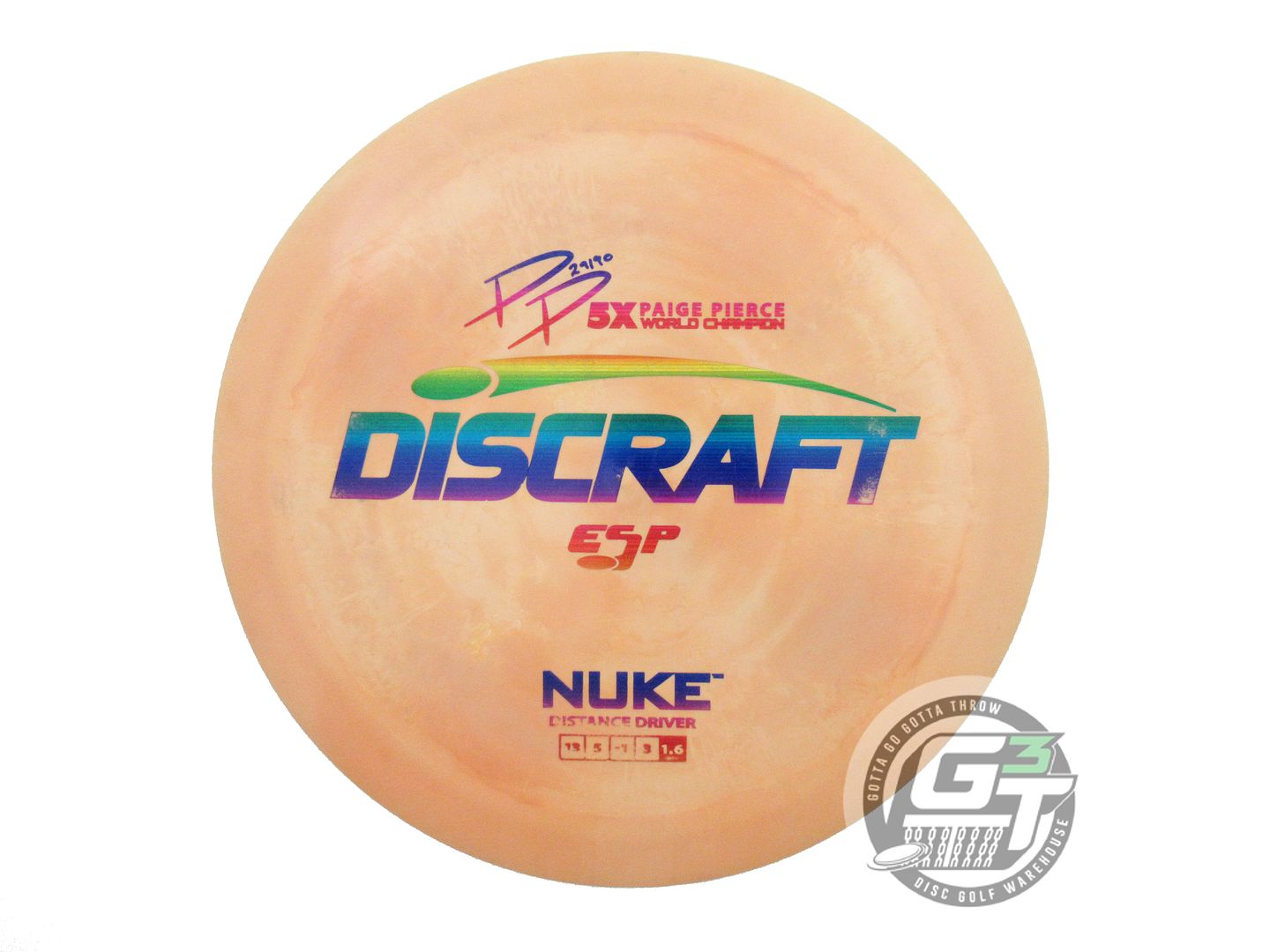 USED Discraft [PIERCE] ESP Nuke 177g Peach Rainbow Laser Distance Driver Disc