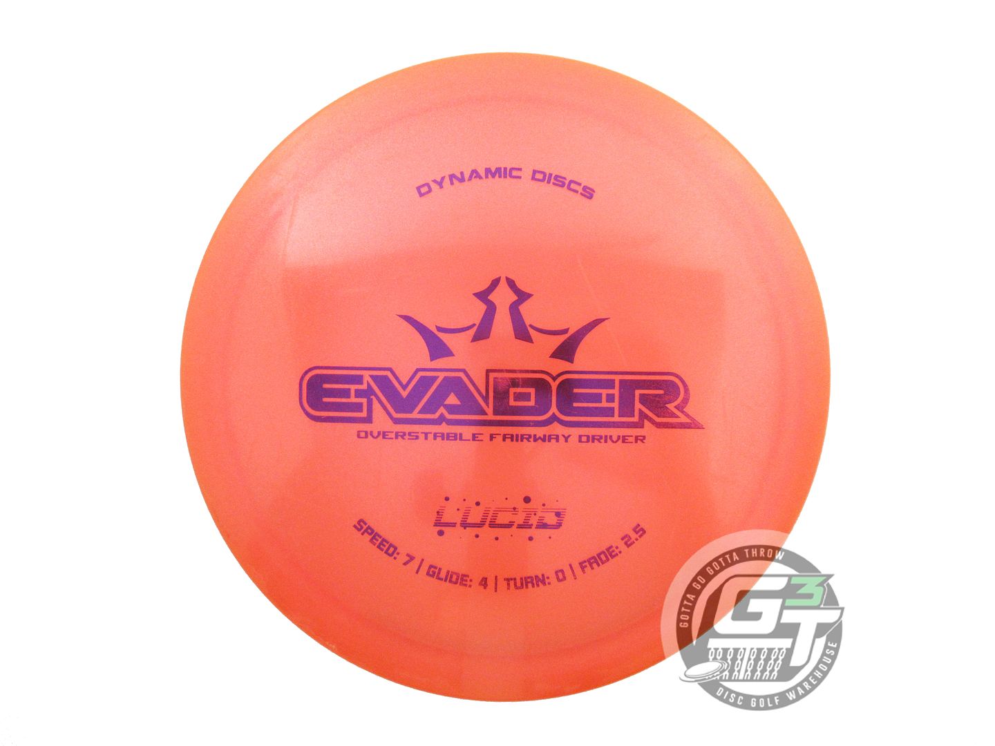 USED Dynamic Discs Glimmer Lucid Evader 176g Orange Purple Foil Driver Golf Disc