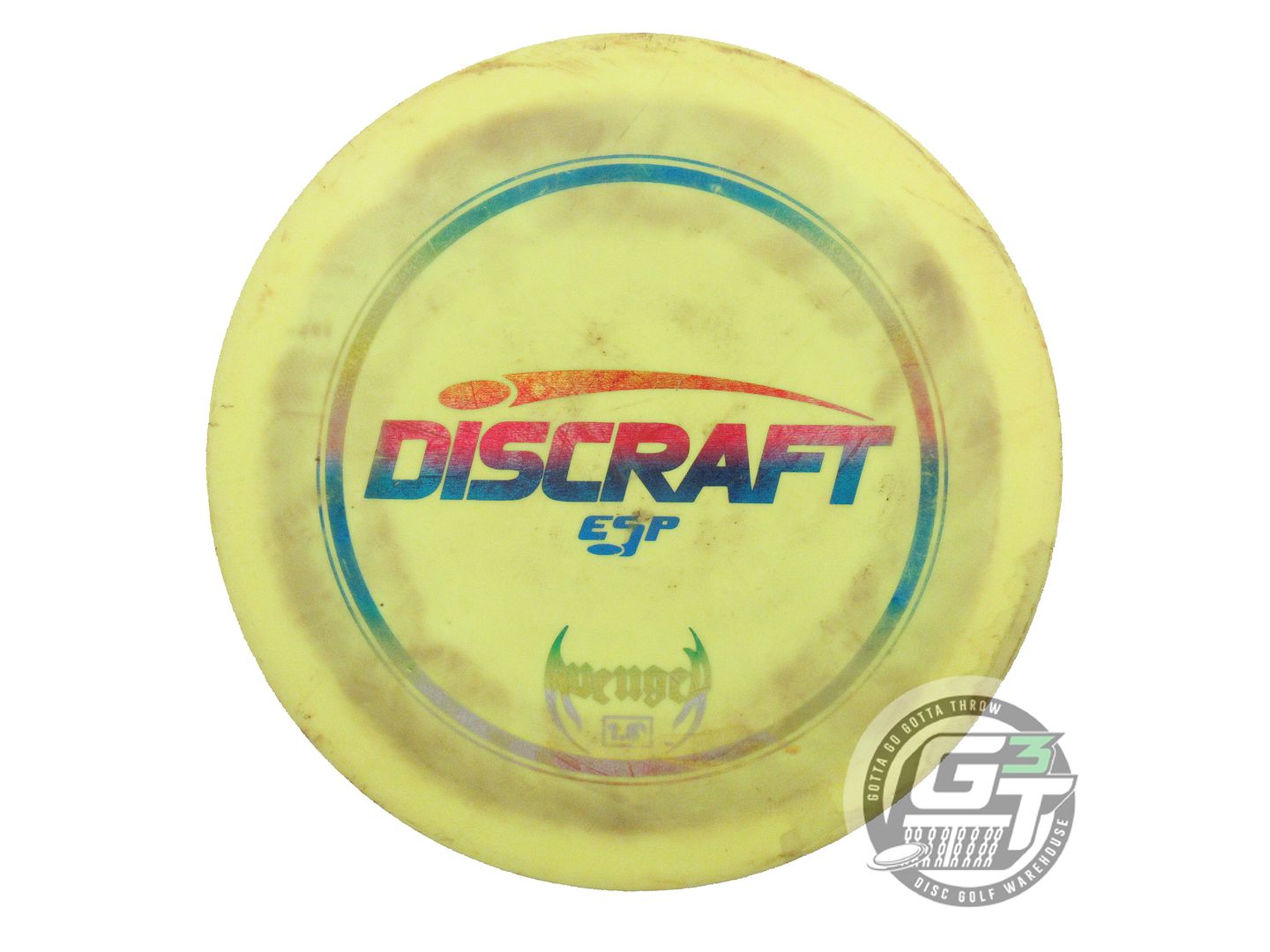 USED Discraft ESP Avenger 167g Yellow Rainbow Foil PFN Distance Driver Golf Disc