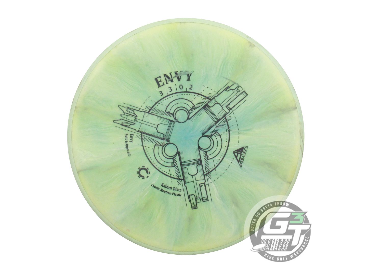 USED Axiom Discs Cosmic Neutron Envy 171g Lime Sage Rim Putter Golf Disc