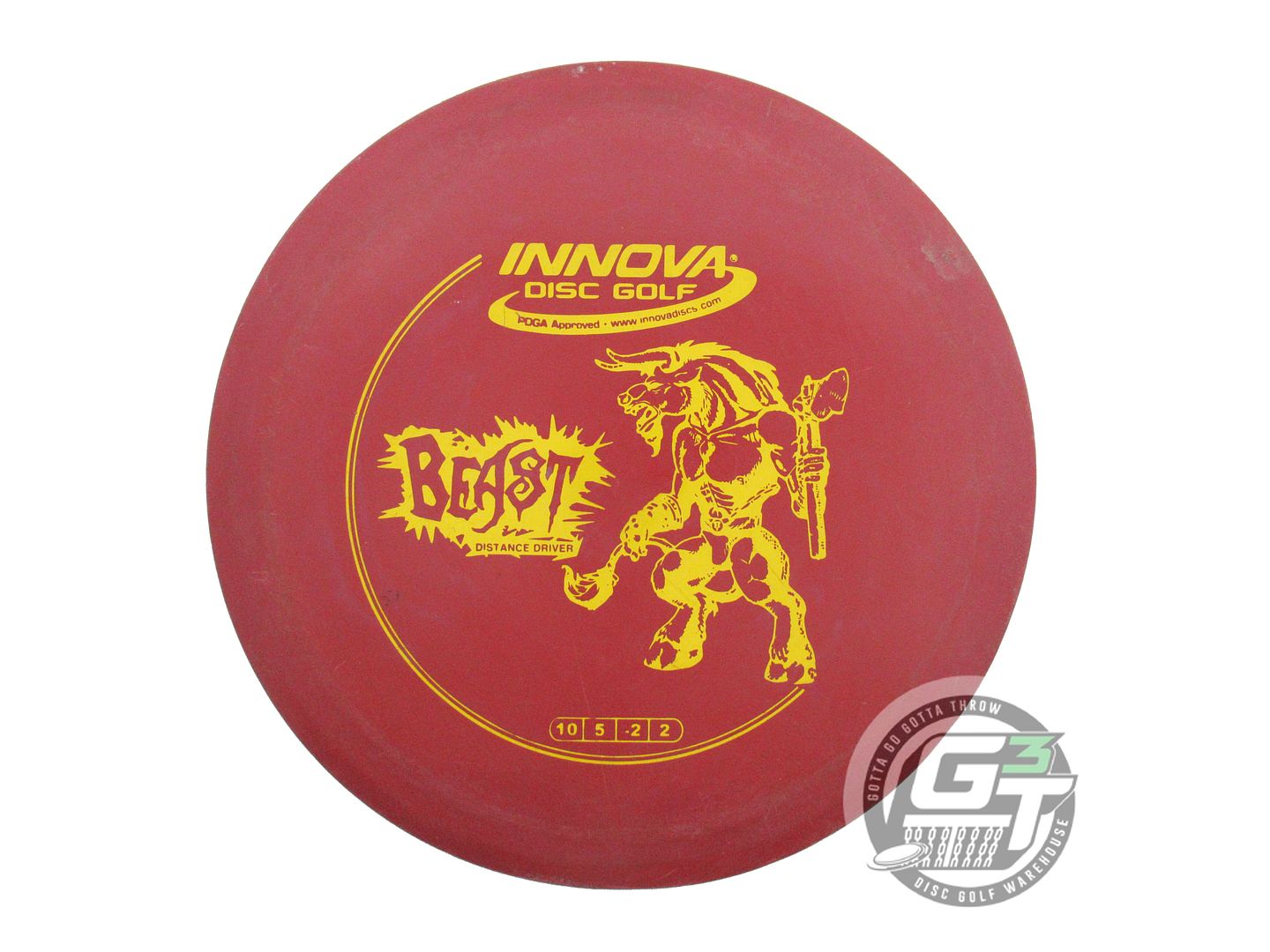 USED Innova DX Beast 159g Maroon Yellow Stamp Distance Driver Golf Disc